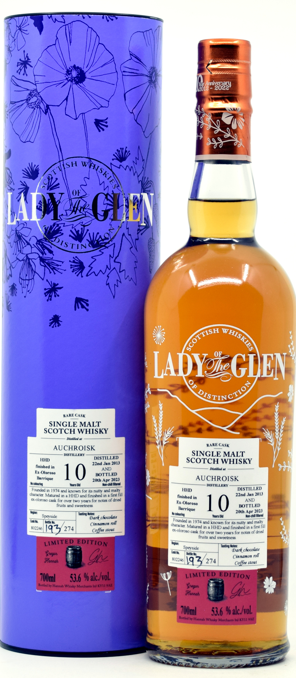 Auchroisk 10 Jahre 2013/2023 Oloroso Sherry Cask Lady of the Glen 53,6% vol.