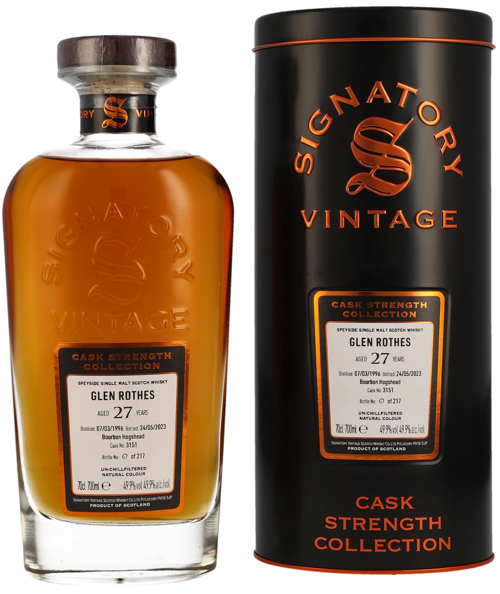 Glenrothes-1996-3151 Glenrothes 27 Jahre 1996/2023 Signatory Vintage Cask Strength Collection #3151 49,9% vol.
