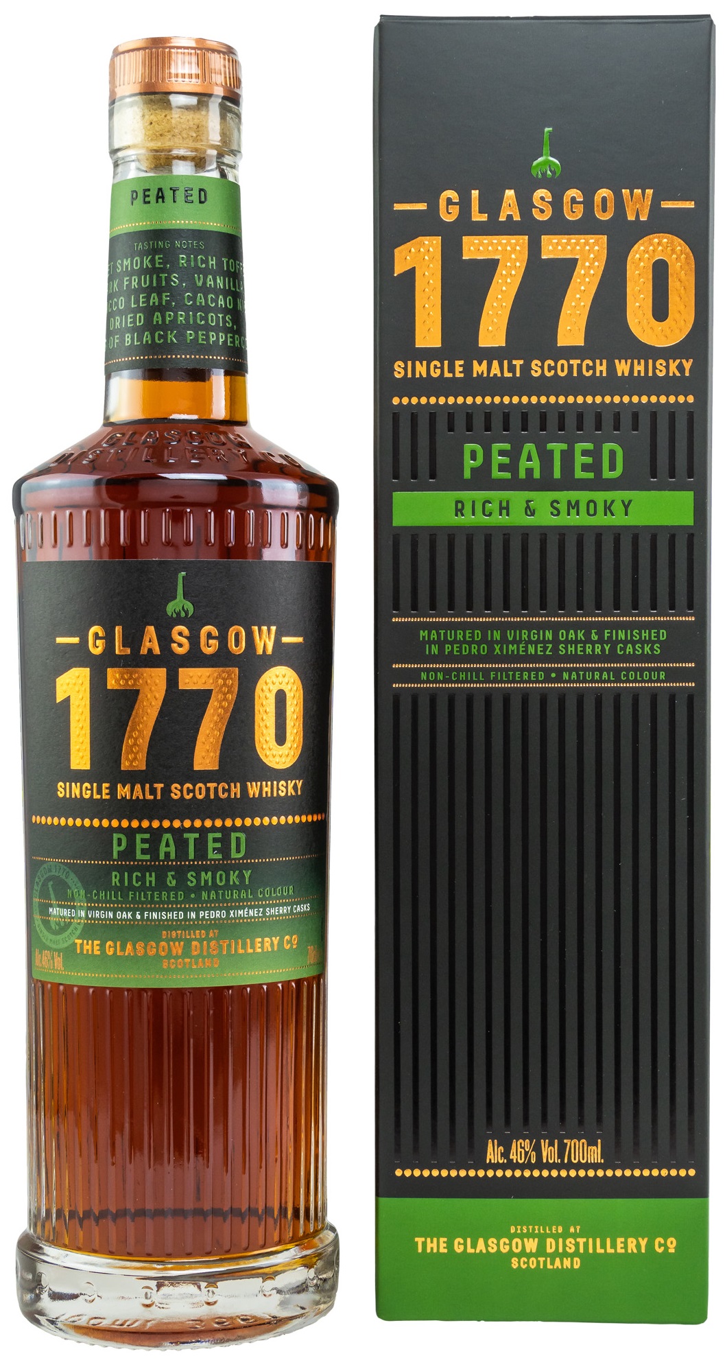 glasgow_peated Glasgow Distillery 1770 Peated Rich & Smoky 46% vol.