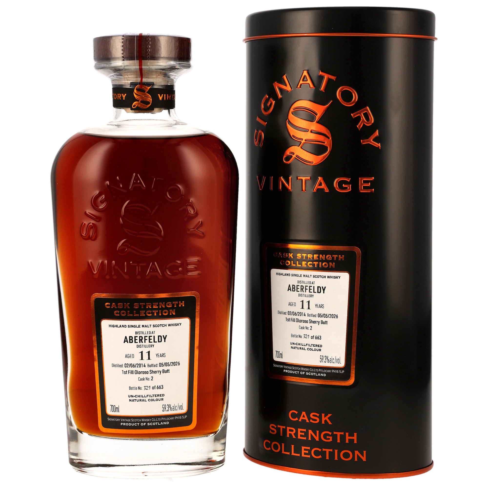 Aberfeldy 11 Jahre 2014/2026 1st Fill Oloroso Sherry Signatory Cask Strength #2 59,3% vol.