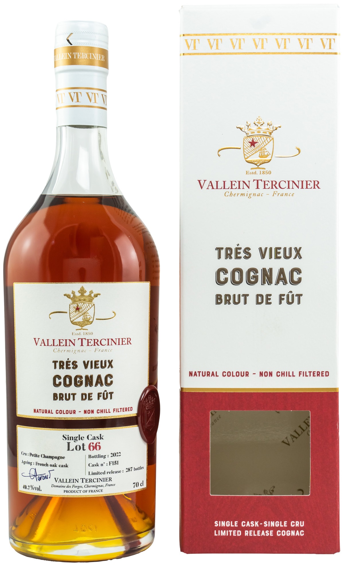 Vallein-Tercinier-Petite-Champagne-Lot-66 Vallein Tercinier Petite Champagne Lot 66 /2022 49,7% vol.