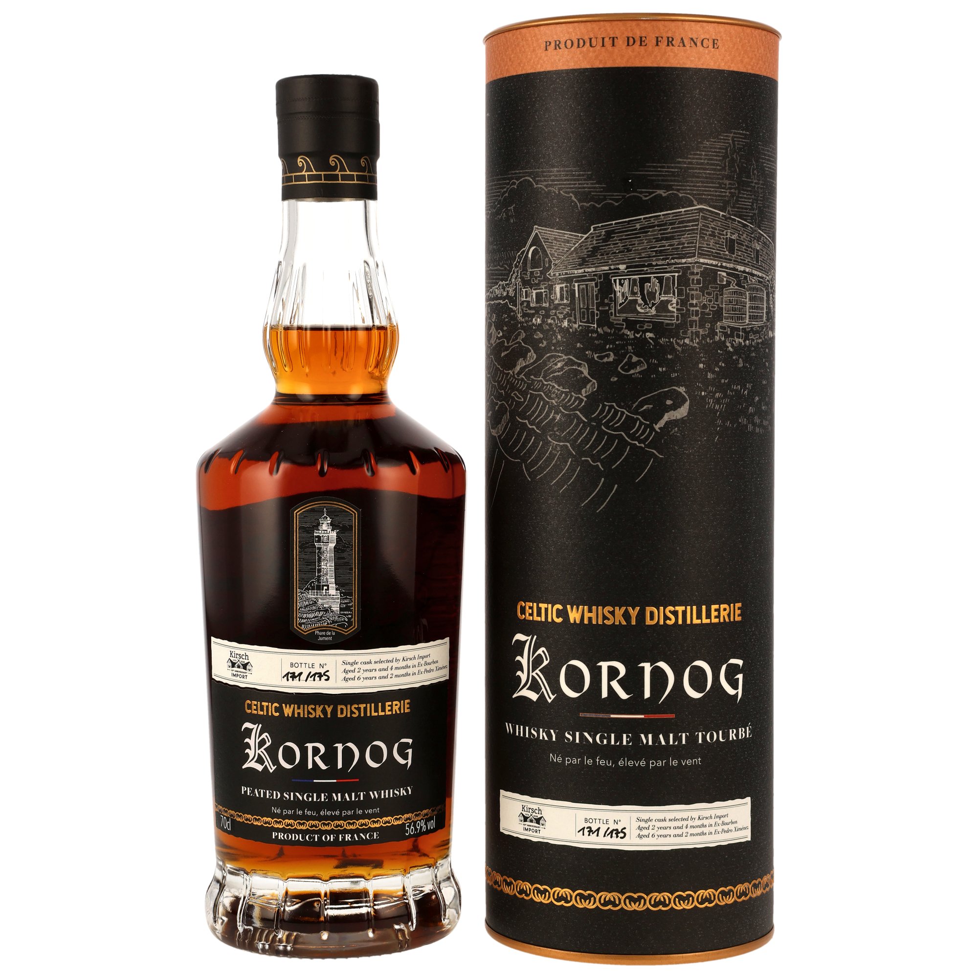 Kornog 2017/2026 Peated Bourbon & PX Sherry Single Cask 50th Anniversary Kirsch Import 56,9% vol.
