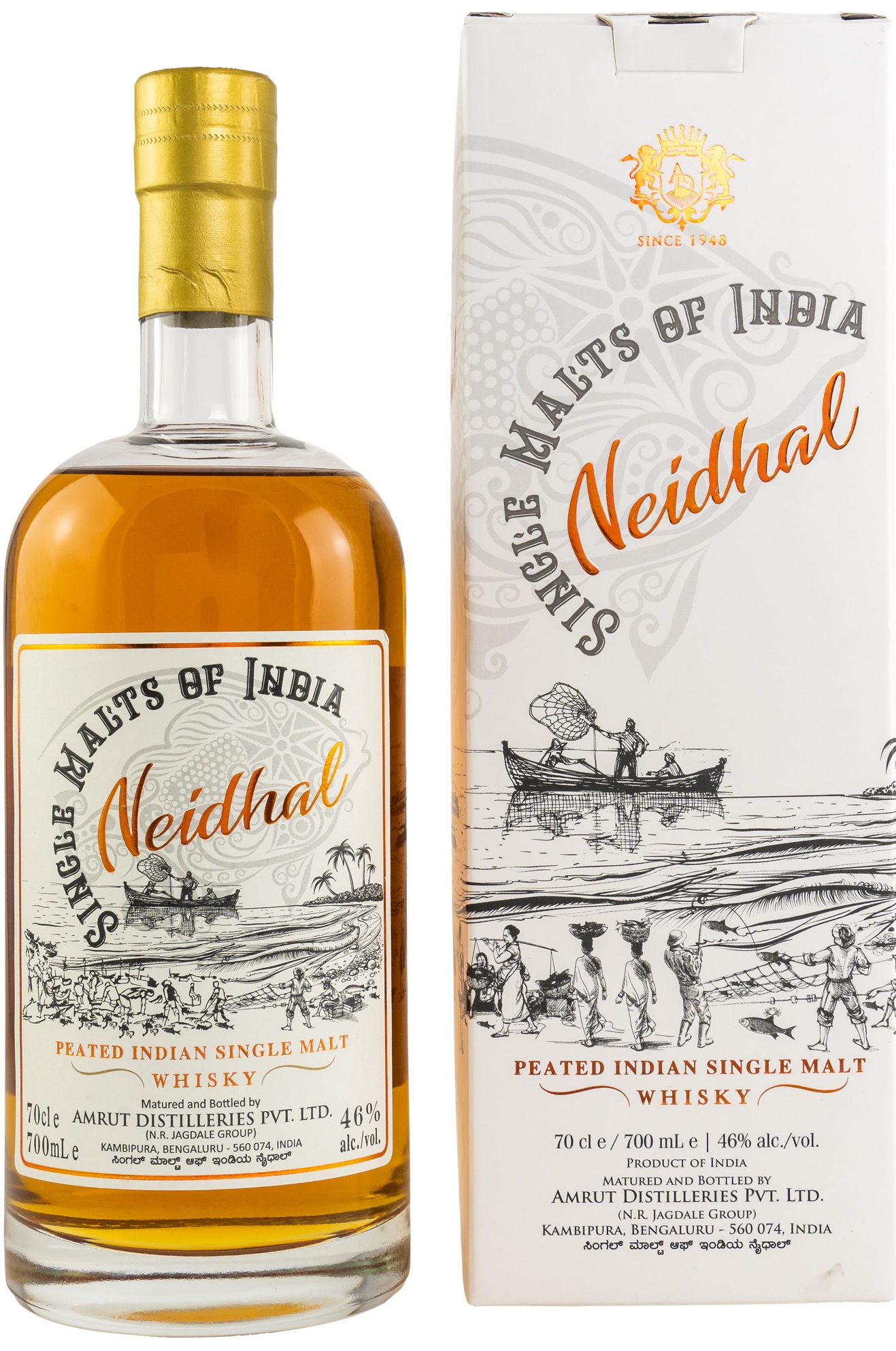AmrutNeidhal Amrut Neidhal Peated Single Malts of India 46% vol.