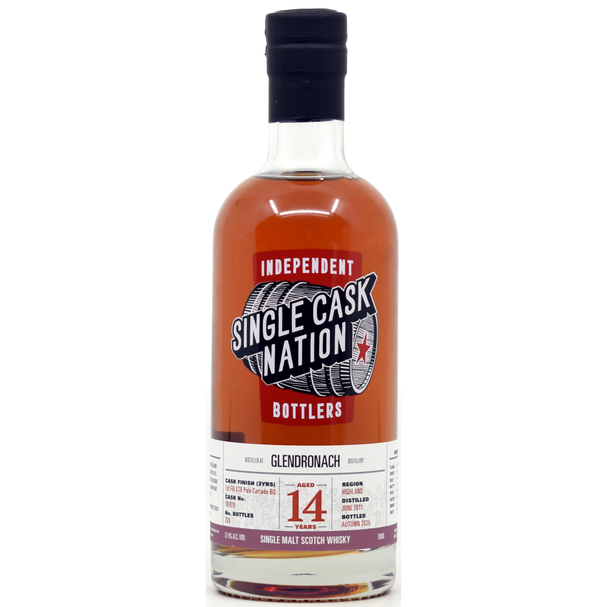 Glendronach 14 Jahre 2011/2025 1st Fill STR Palo Cortado Single Cask Nation 57,4% vol.
