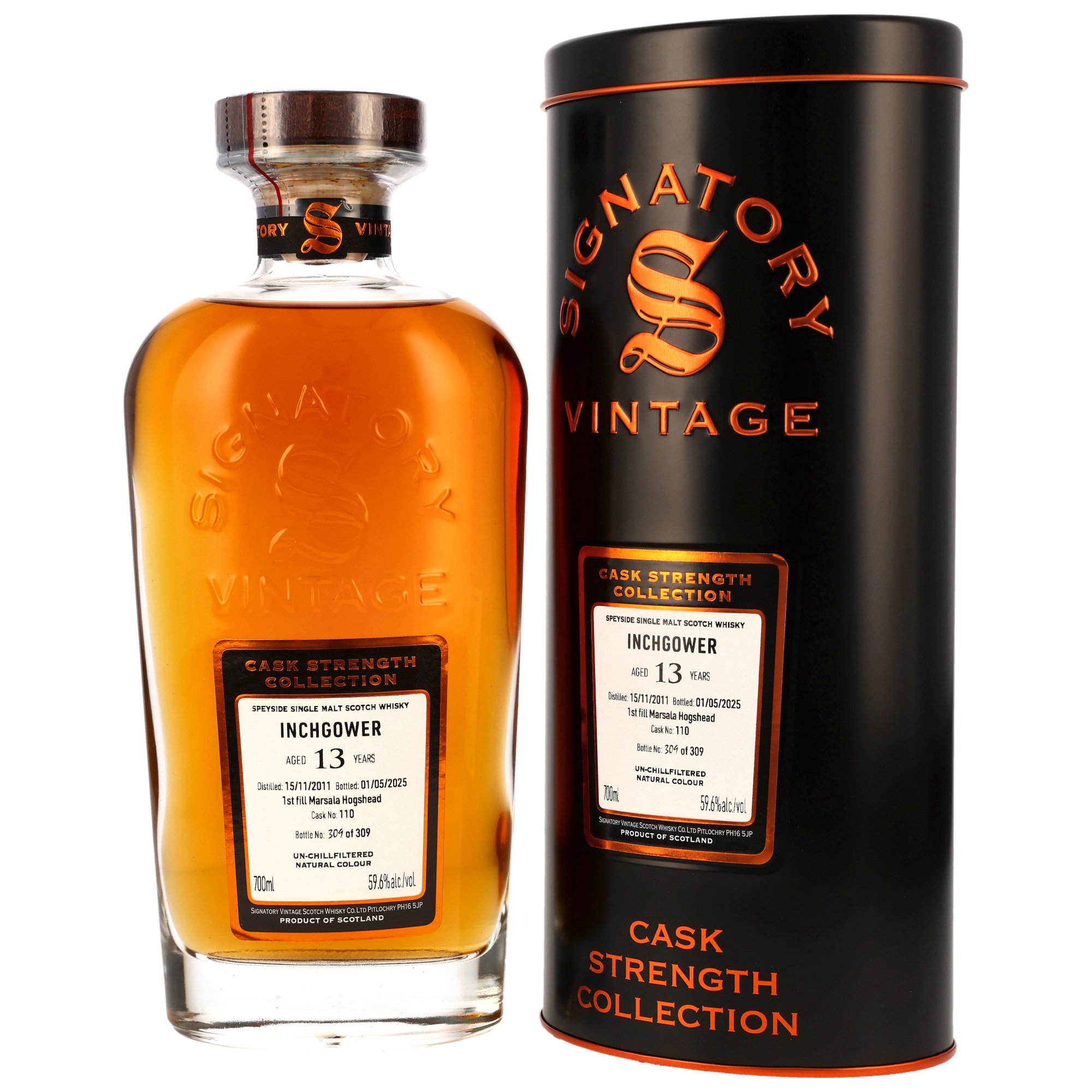 Inchgower 13 Jahre 2011/2025 1st Fill Marsala Cask Signatory Cask Strength #110 59,6% vol.