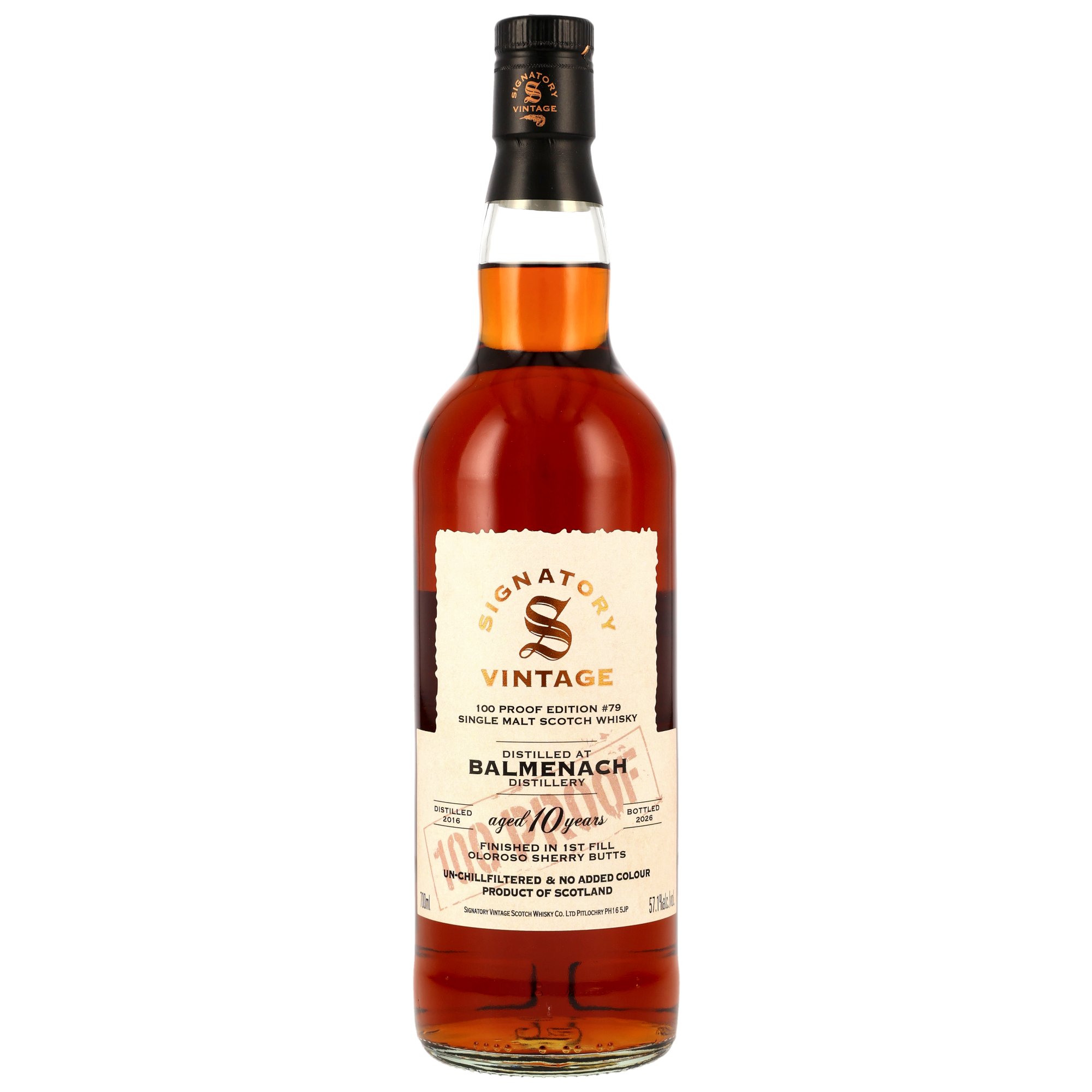 Balmenach 2016/2026 1st Fill Oloroso Sherry Signatory Vintage 100 Proof #79 57,1% vol.