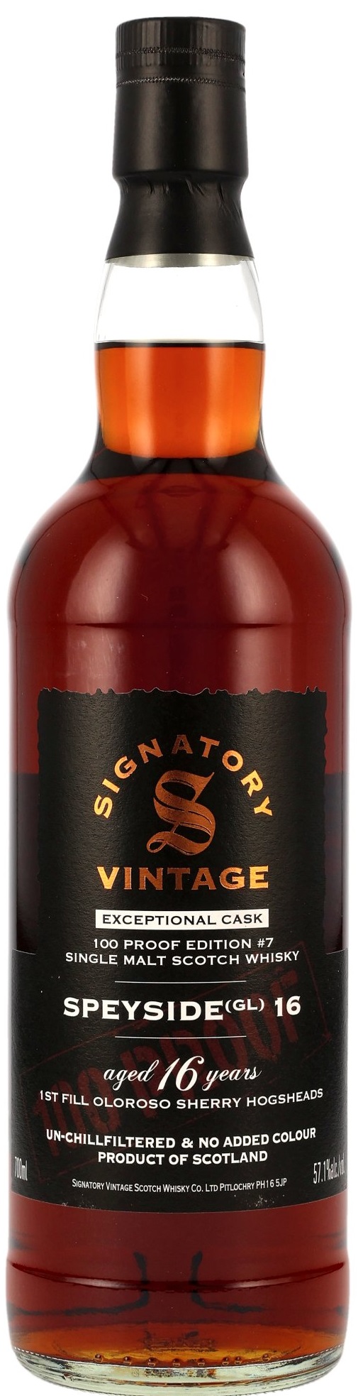 Speyside-16-100-PROOF-7 Speyside (GL) 16 Jahre 1st Fill Oloroso Signatory 100 Proof Exceptional Cask Edition #7 57,1% vol.