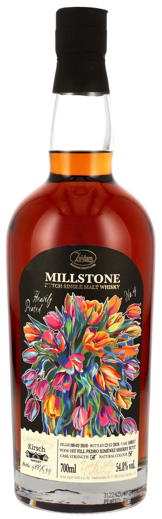 Millstone-Peated-2018-18B017 Millstone Peated 2018/2024 PX Sherry Cask Dutch Tulip Collection No.4 54,8% vol.