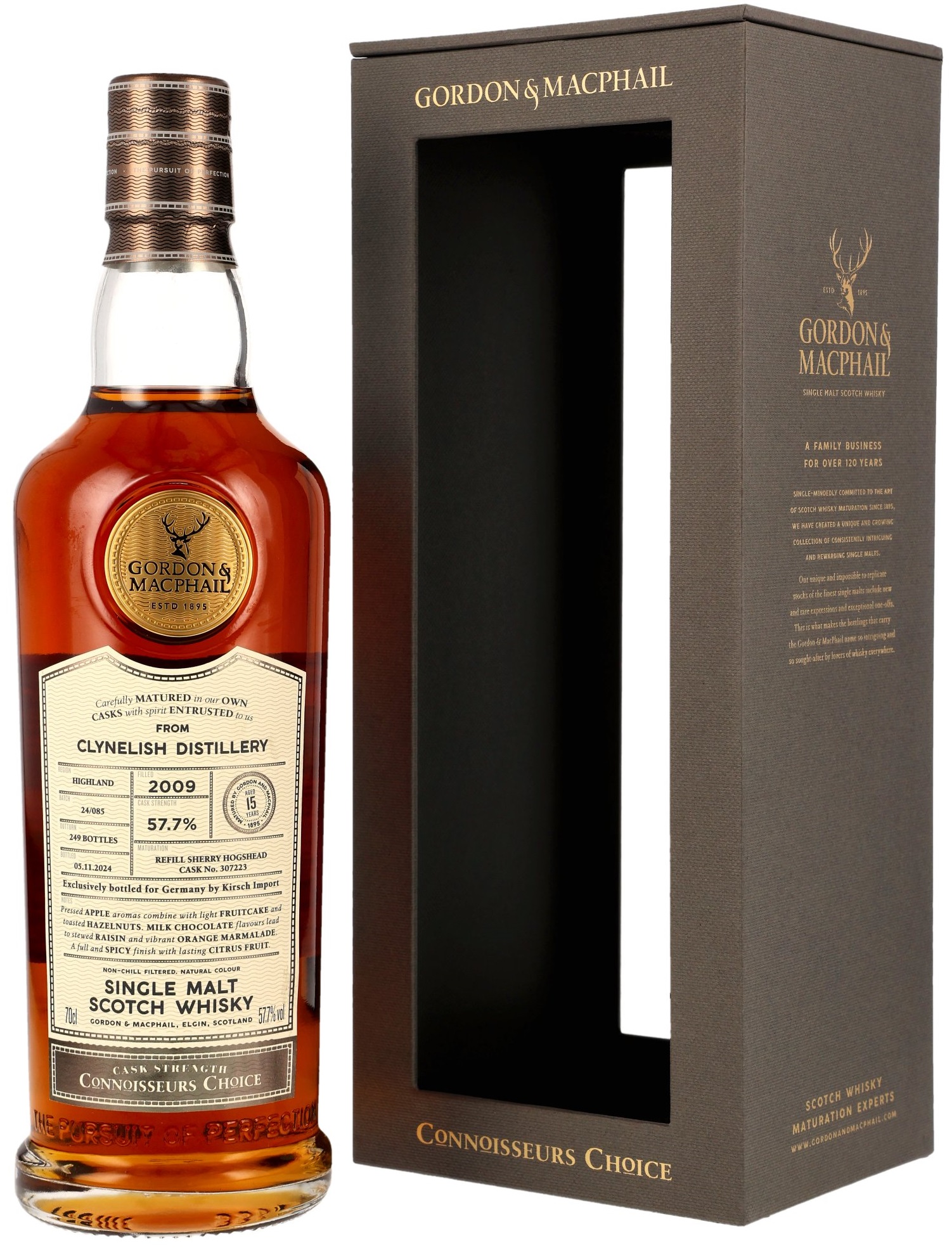 Clynelish-2009-GM-307223 Clynelish 15 Jahre 2009/2024 Sherry Cask Gordon & MacPhail Cask Strength #307223 57,7% vol.