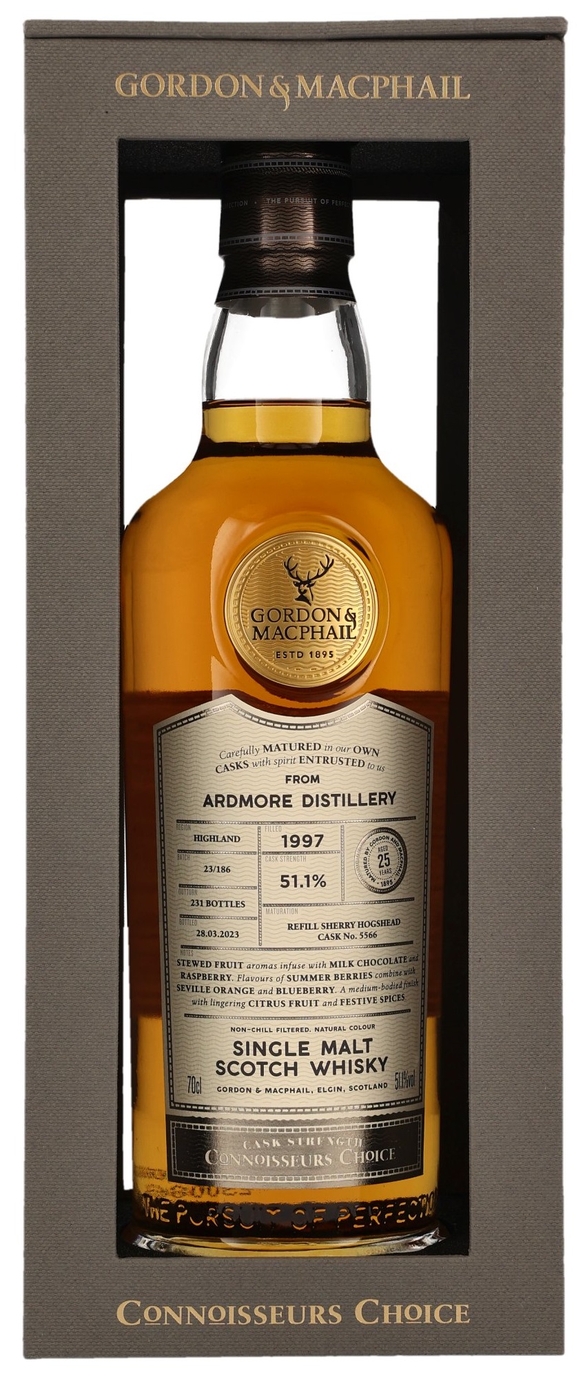 Ardmore-1997-GM Ardmore 25 Jahre 1997/2023 Sherry Cask Gordon & MacPhail Cask Strength 51,1% vol.