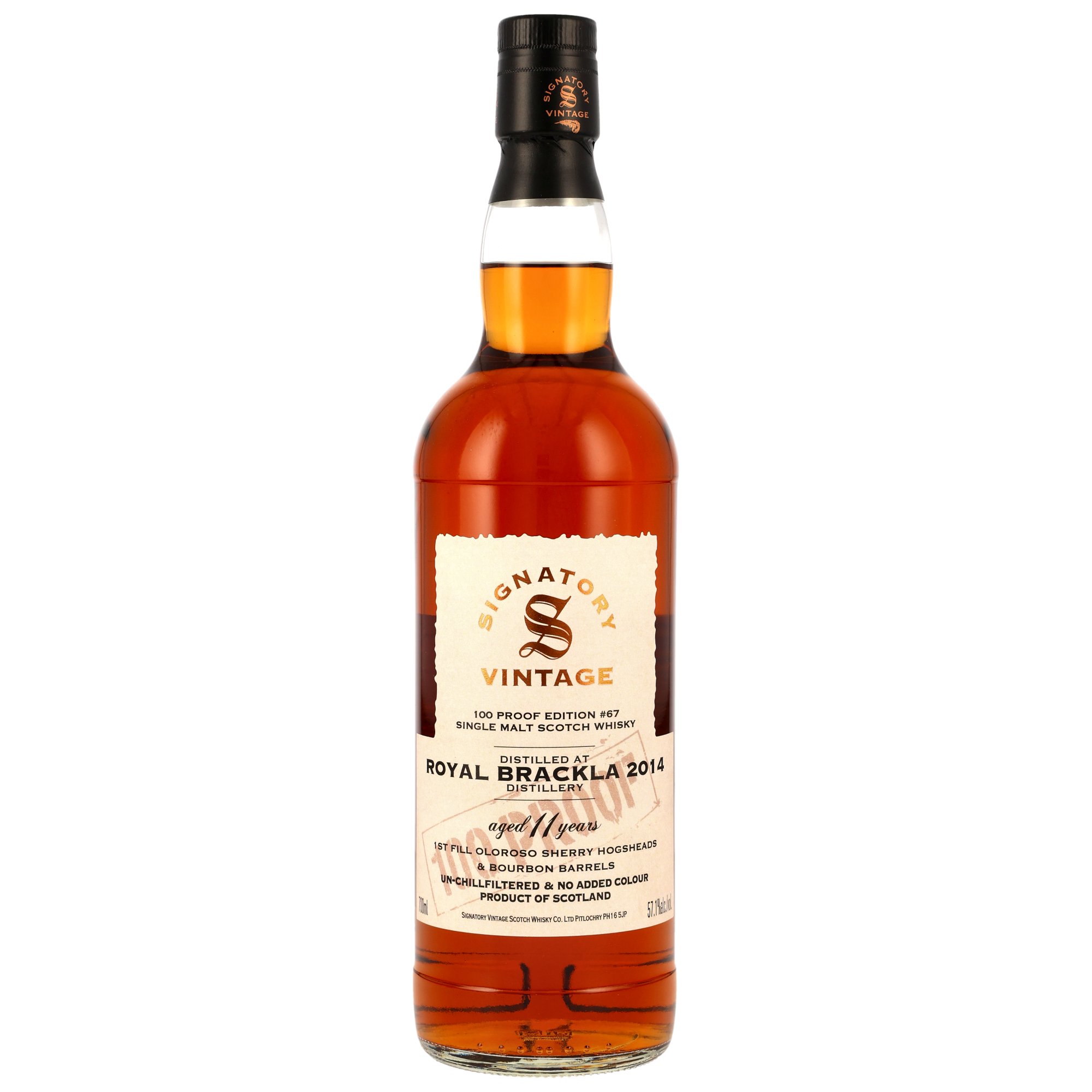 Royal Brackla 2014/2025 Oloroso Sherry Signatory Vintage 100 Proof #67 57,1% vol.
