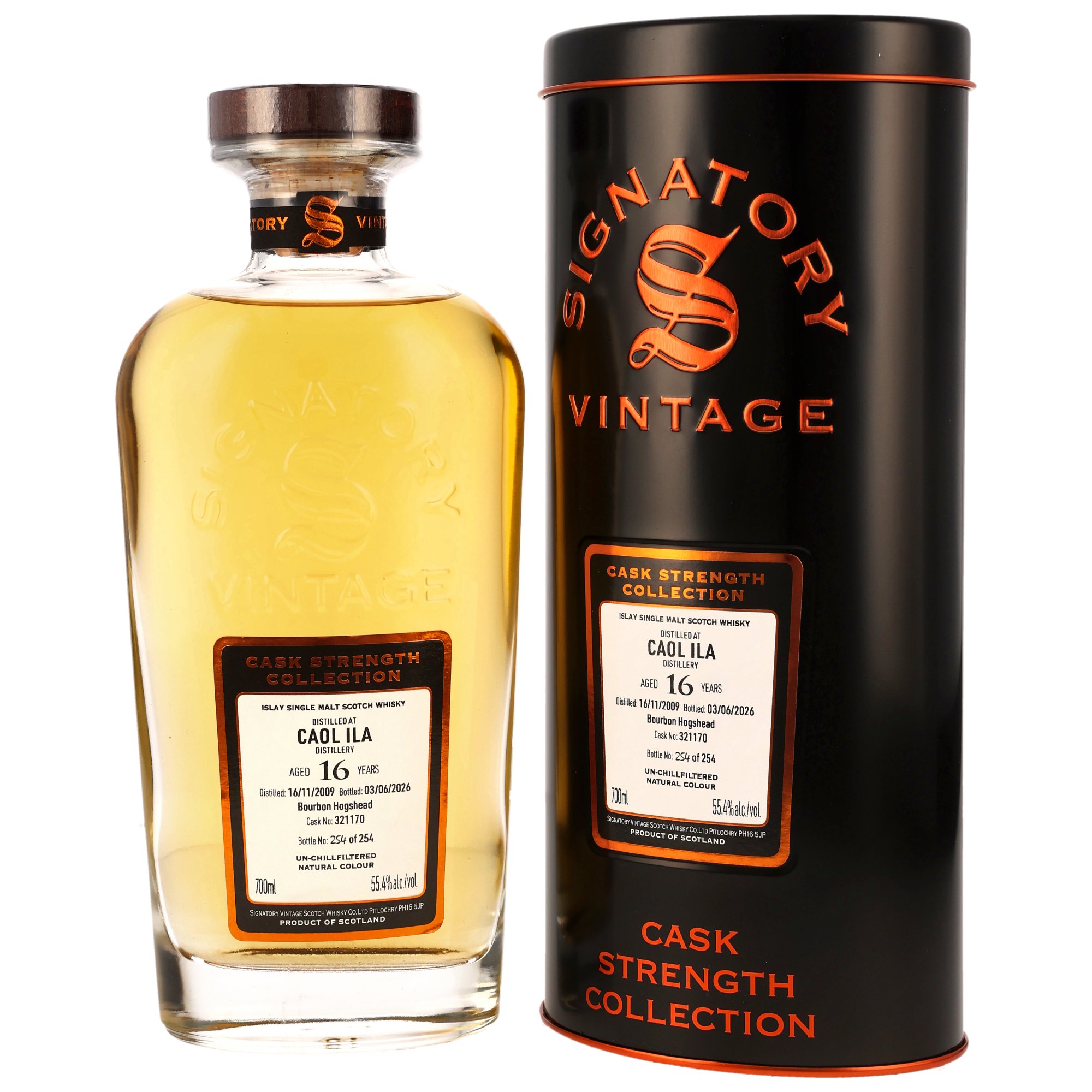 Caol Ila 16 Jahre 2009/2026 Bourbon Cask Signatory Vintage Cask Strength #321170 55,4% vol.