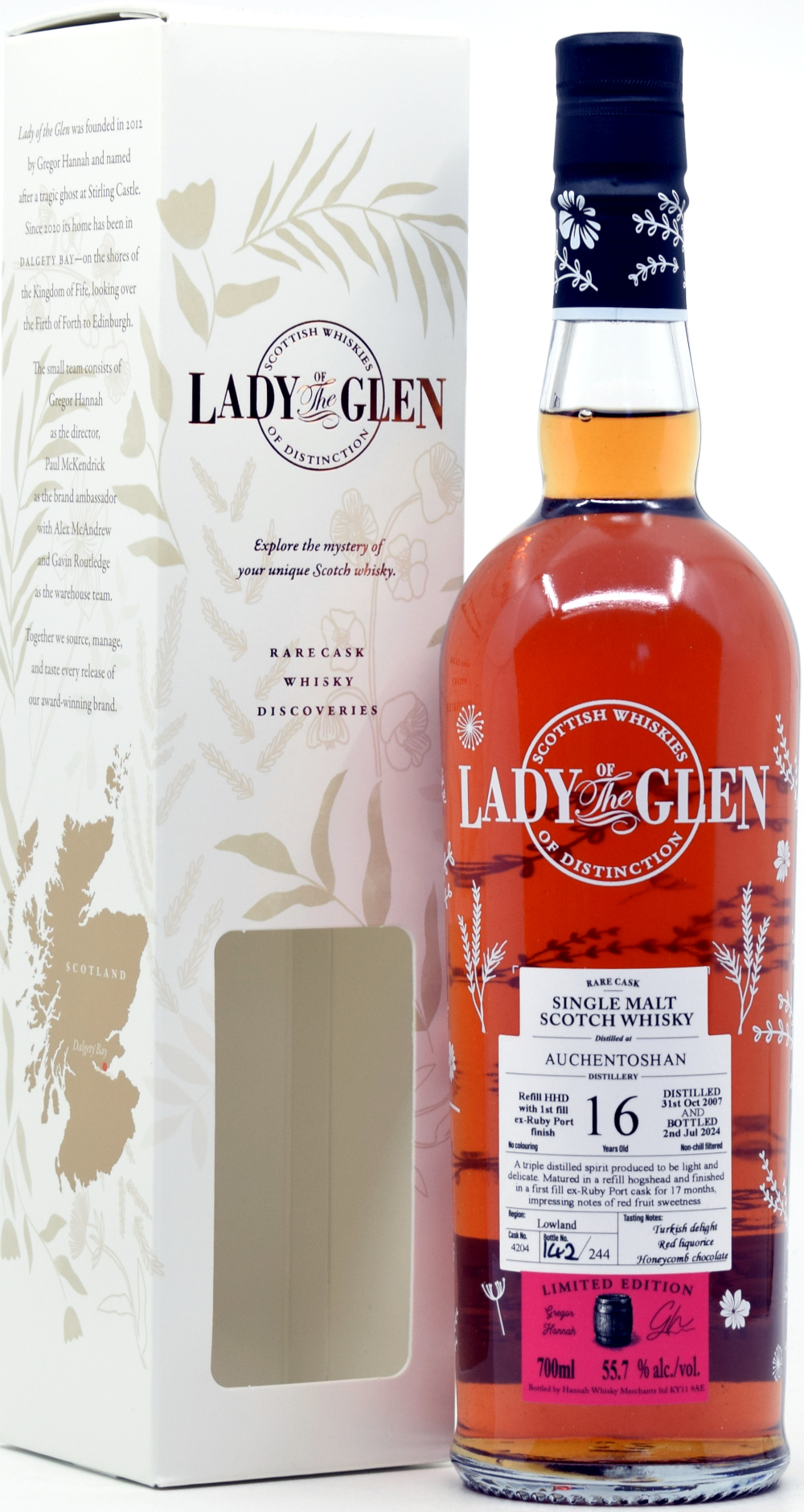 auchentoshan_16_lotg Auchentoshan 16 Jahre 2007/2024 Ruby Port Cask Lady of the Glen 55,7% vol.