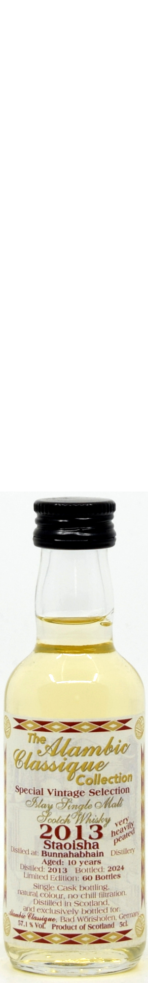 Bunnahabhain Staoisha 10 Jahre 2013/2024 Alambic Classique 57,1% vol. Miniatur