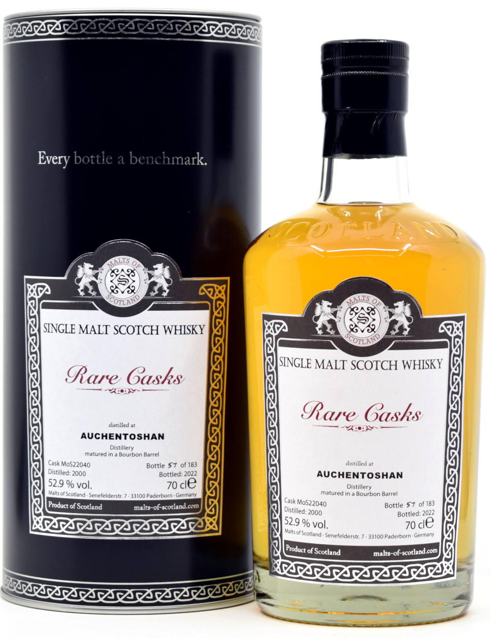auchentoshan_2000_MOS Auchentoshan 22 Jahre 2000/2022 Malts of Scotland Rare Cask Range 52,9% vol.