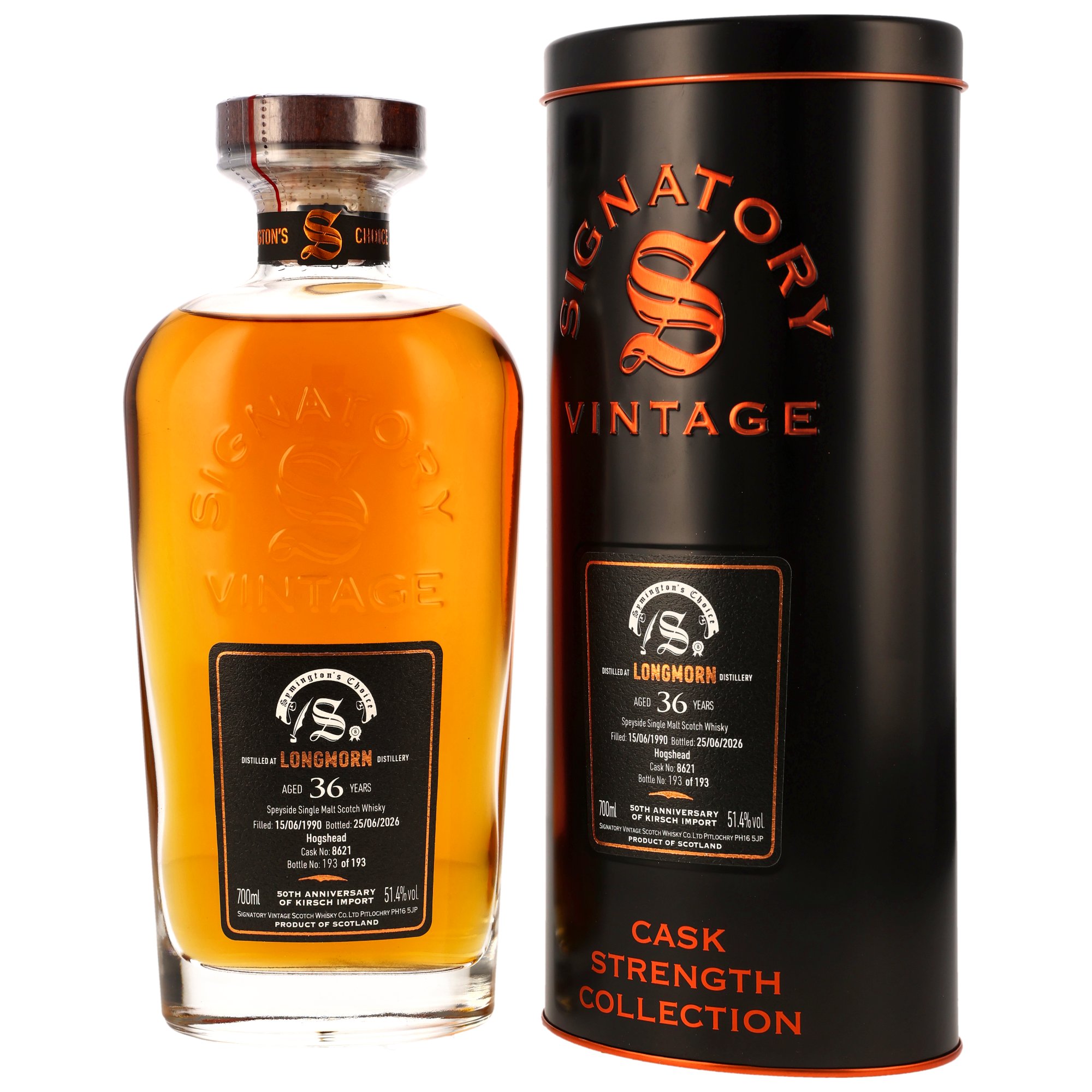 Longmorn 36 Jahre 1990/2026 Signatory Symingtons Choice 50th Anniversary Kirsch 51,4% vol.