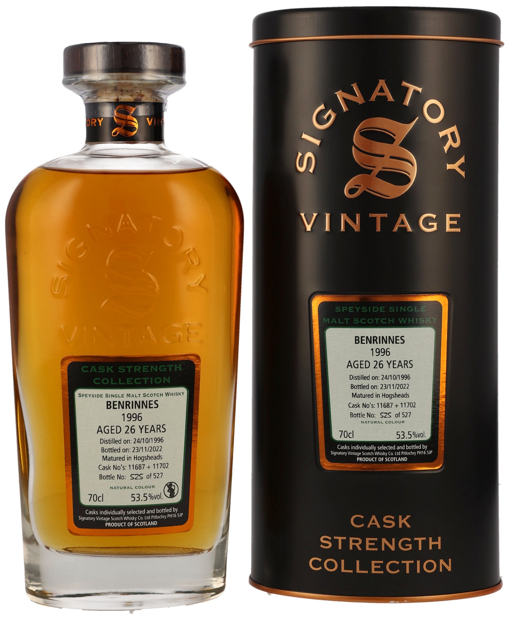 Benrinnes-1996-SV Benrinnes 26 Jahre 1996/2022 Signatory Vintage Cask Strength Collection #11687+11702 53,5% vol.