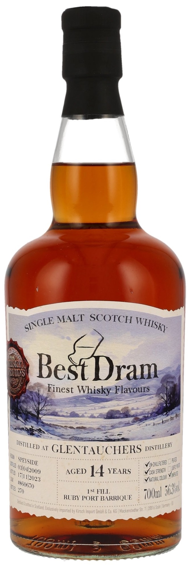 glentauchers_14_bd Glentauchers 14 Jahre 2009/2023 1st Fill Ruby Port Cask Best Dram 56,3% vol.