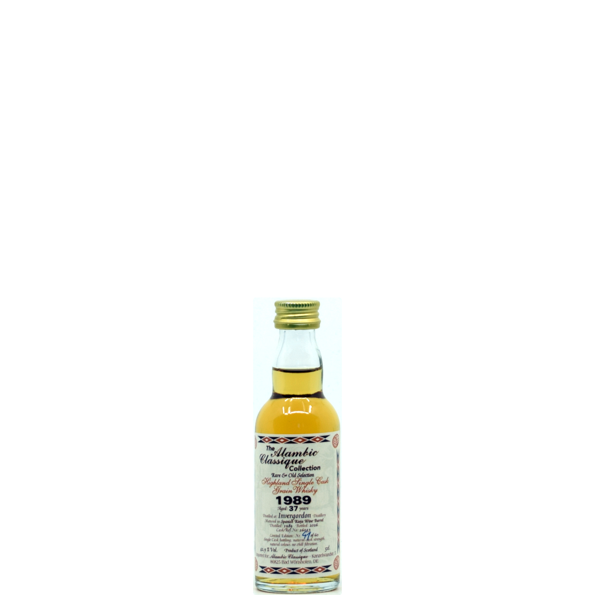 Invergordon 37 Jahre 1989/2026 Rioja Wine Barrel Alambic Classique 42,9% vol. Miniatur
