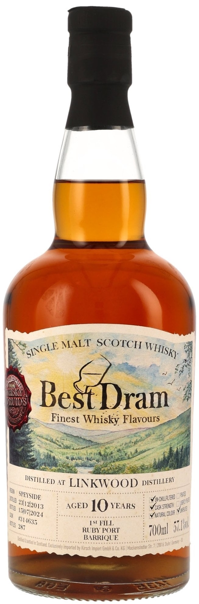 linkwood_10_BD Linkwood 10 Jahre 2013/2024 1st Fill Ruby Port Cask Best Dram 57,1% vol.