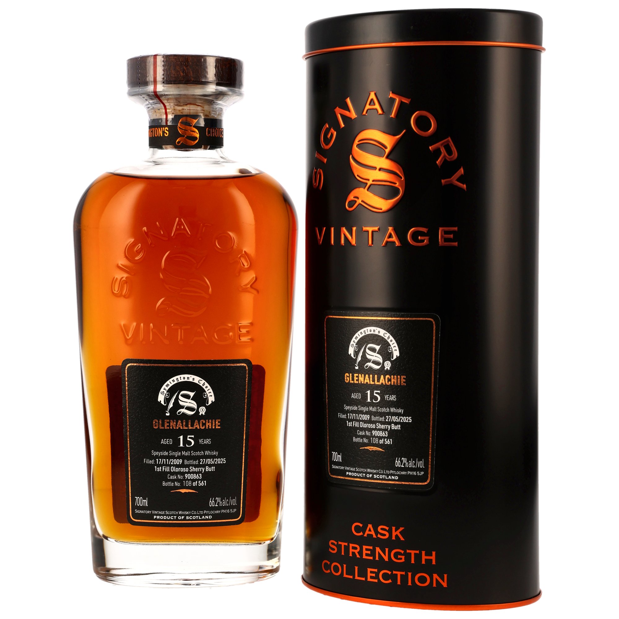 Glenallachie 15 Jahre 2009/2025 Symingtons Choice Signatory Cask Strength #900863 66,2% vol.
