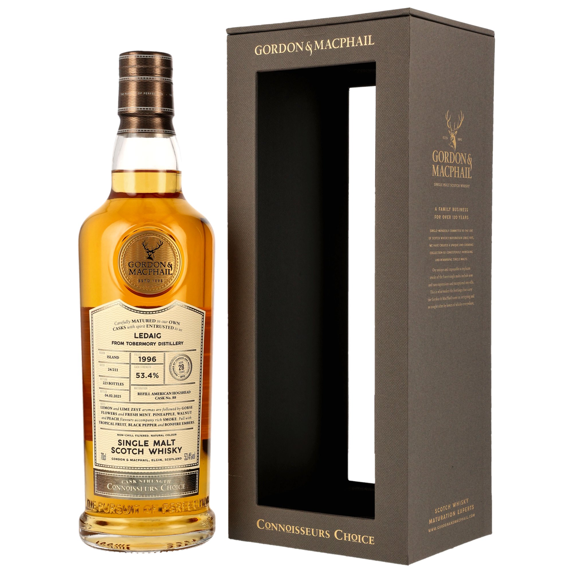 Ledaig 28 Jahre 1996/2025 Gordon & MacPhail Cask Strength #88 53,4% vol.