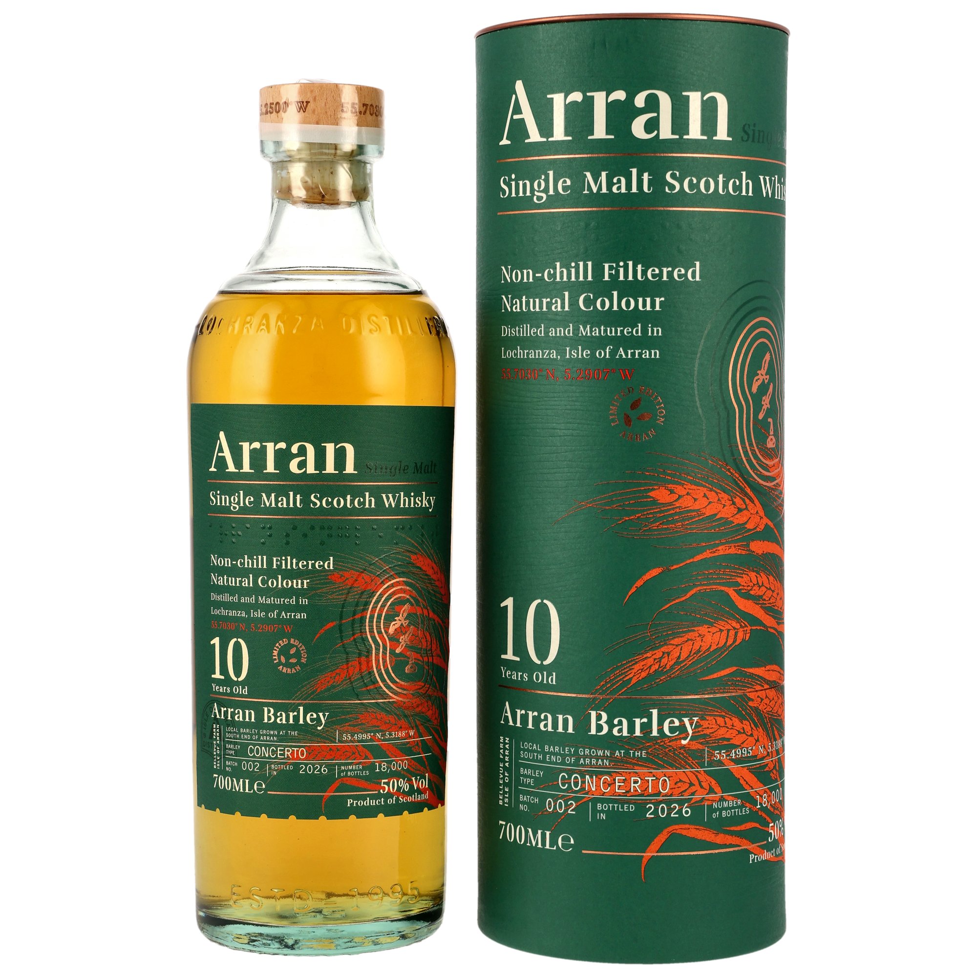 Arran 10 Jahre Local Arran Barley Batch #002 2026 50% vol.