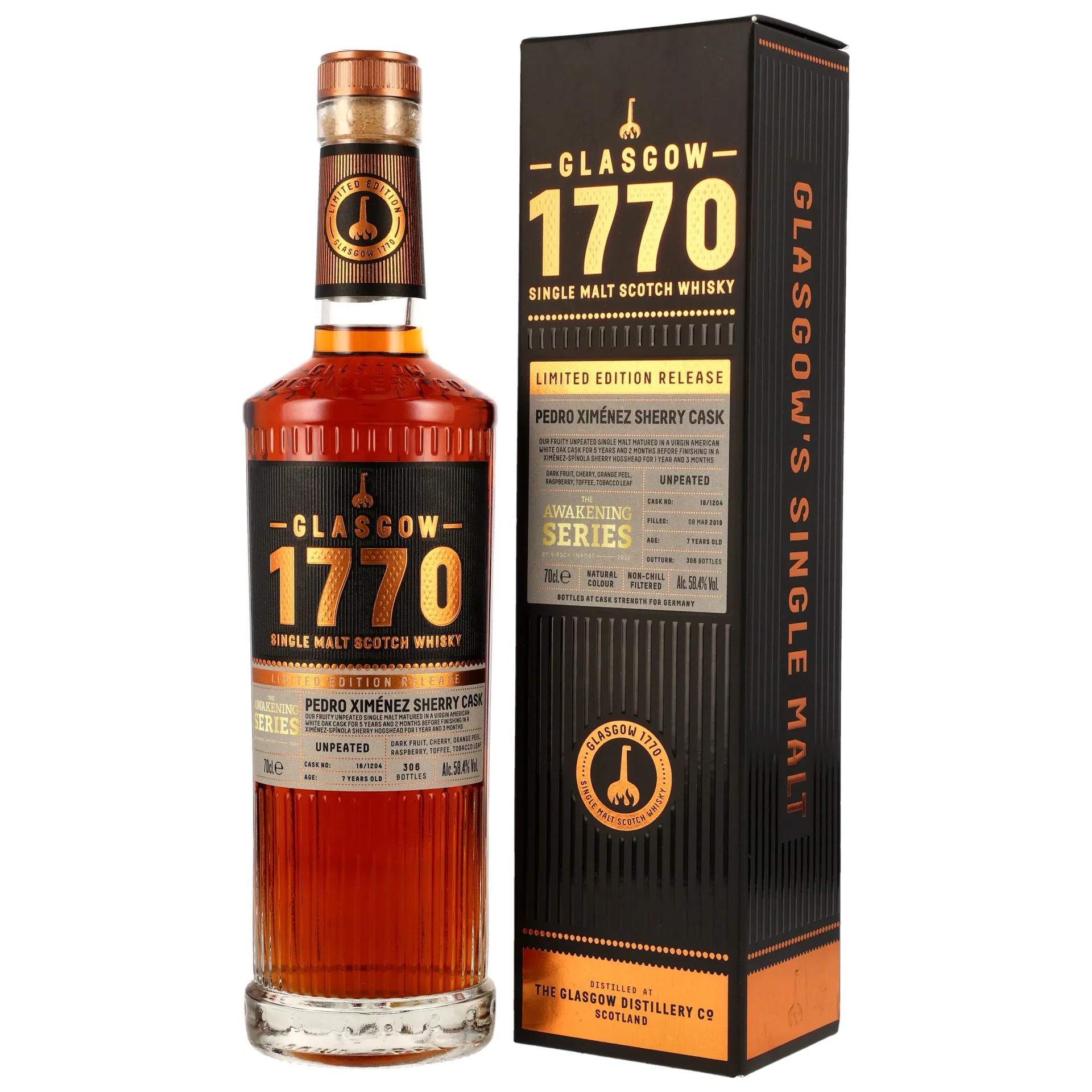 Glasgow Distillery 1770 2018/2025 PX Sherry Cask #18/1204 Awakening Series 58,4% vol