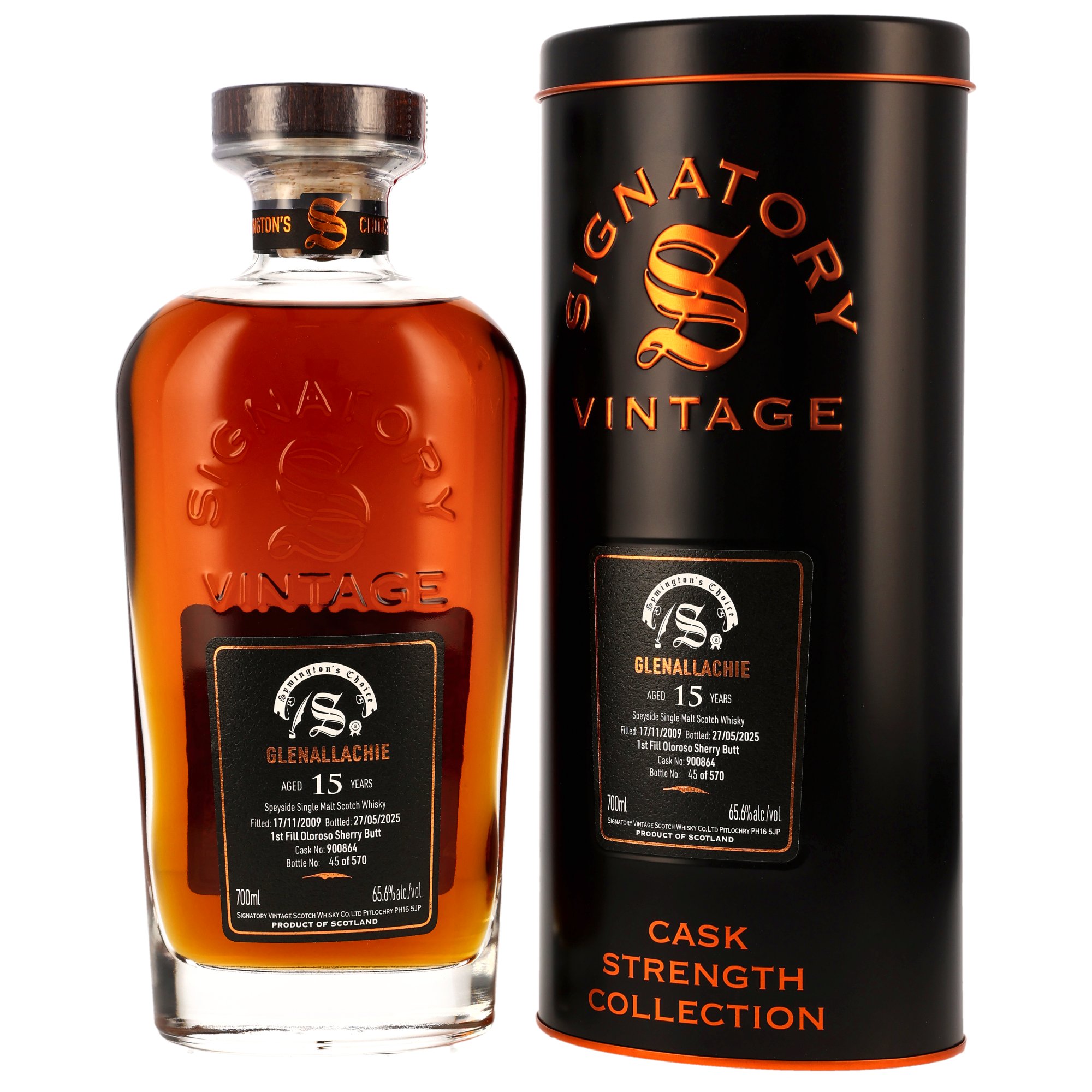 Glenallachie 15 Jahre 2009/2025 Symingtons Choice Signatory Cask Strength #900864 65,6% vol.