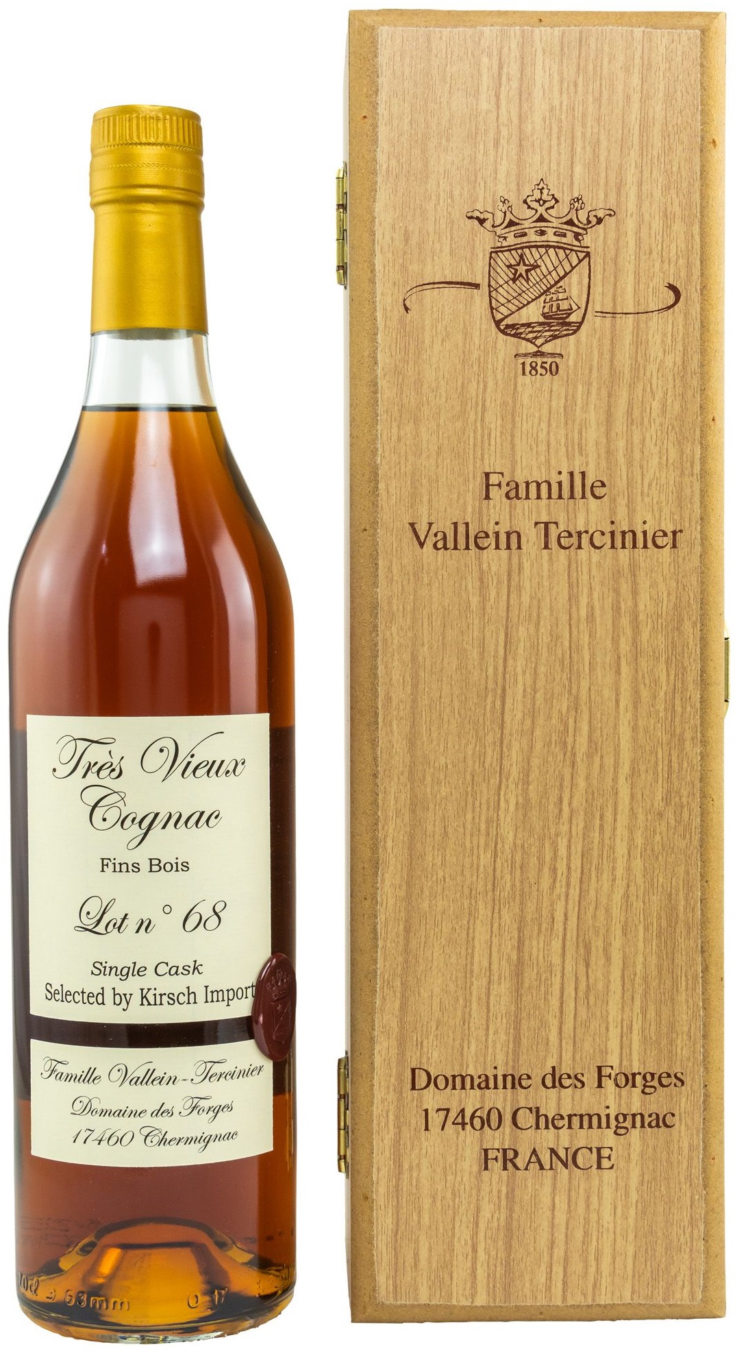 9Ud-2oD8 Vallein Tercinier Lot 68 Très Vieux Cognac Fins Bois for Kirsch 46,3% vol.