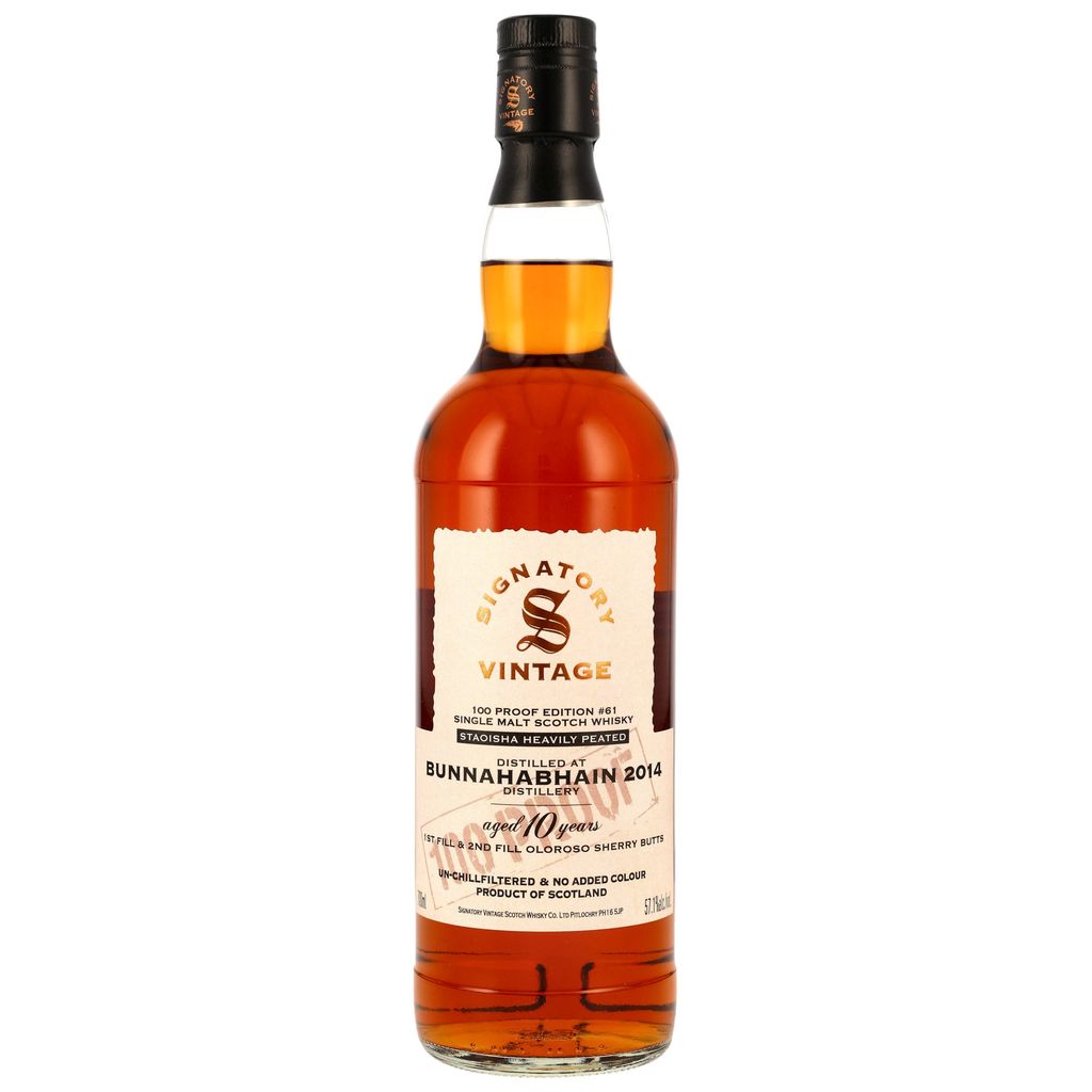 Bunnahabhain Staoisha 2014/2025 Oloroso Cask Signatory Vintage 100 Proof #61 57,1% vol.