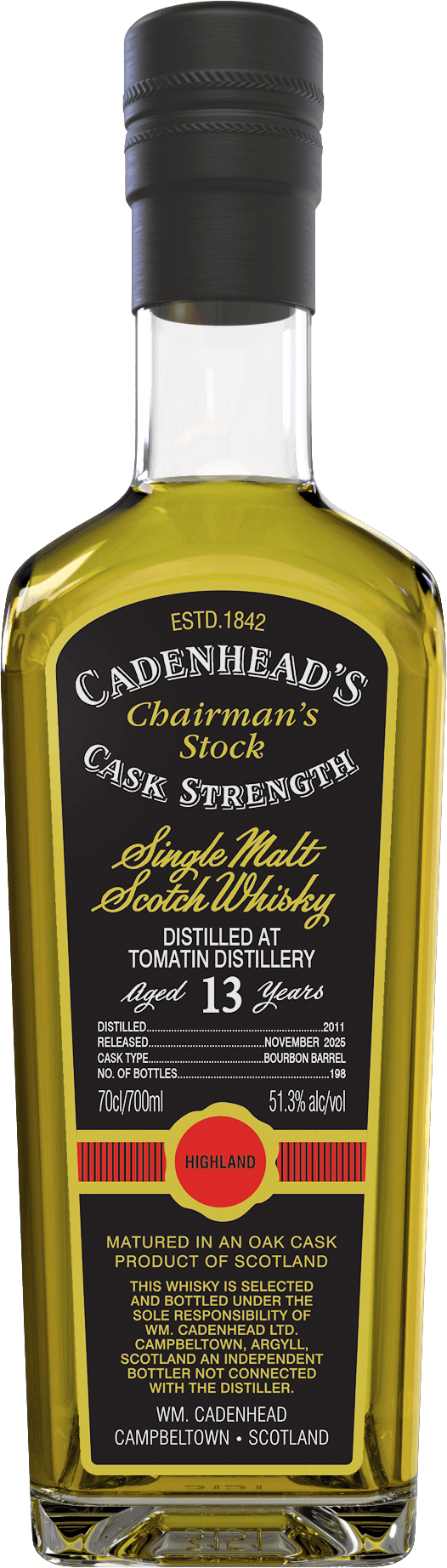 Tomatin 13 Jahre 2011/2025 Cadenhead Chairman's Stock 51,3% vol.