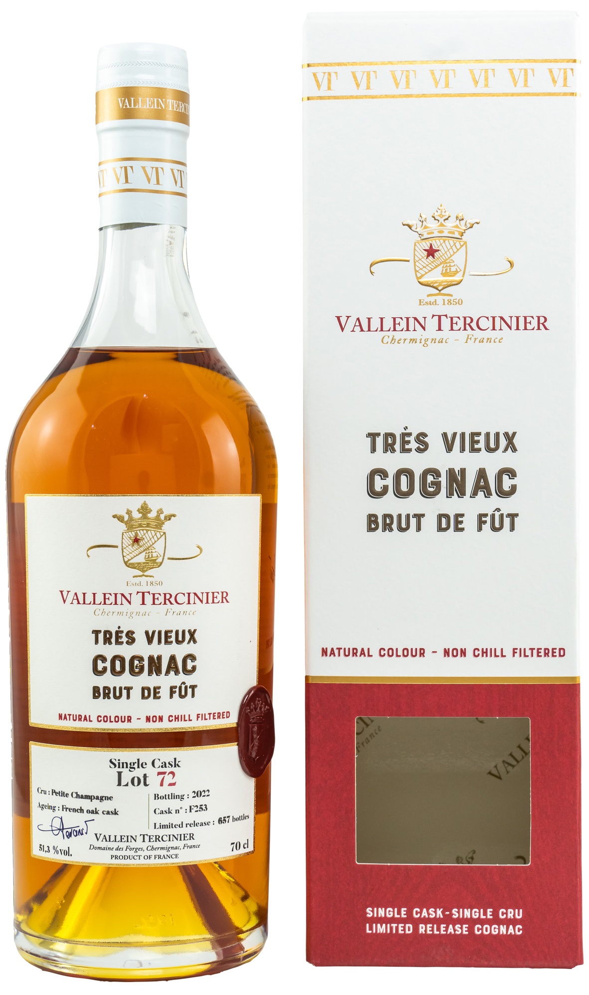Vallein-Tercinier-Petite-Champagne-Lot-72 Vallein Tercinier Petite Champagne Lot 72 /2022 51,3% vol.