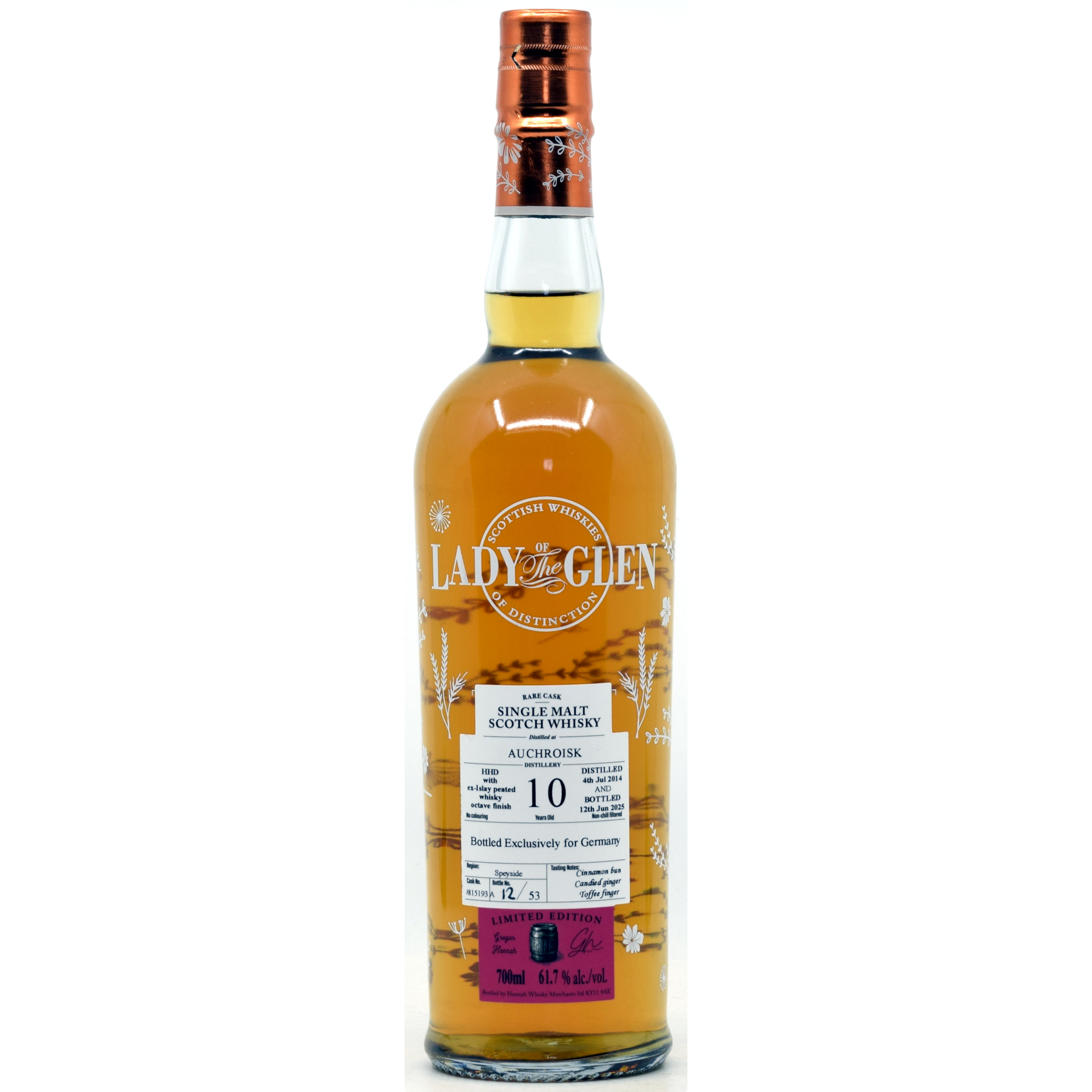 Auchroisk 10 Jahre 2015/2025 Ex-Islay Octave Lady of the Glen for germany 61,7% vol.