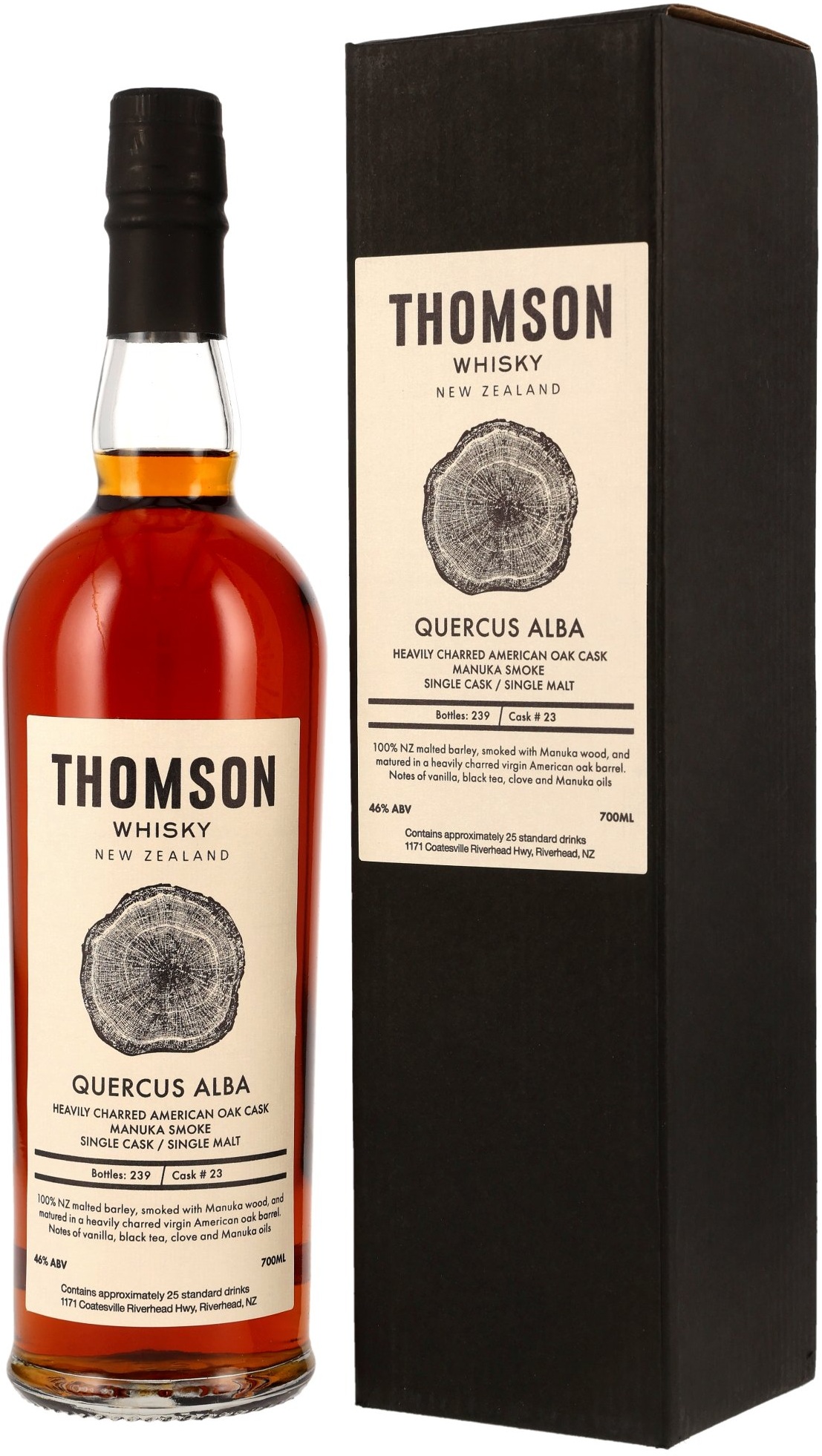 thomson-Quercus-Alba-Single-Cask-23 Thomson New Zealand Alba Manuka Smoke Single Cask #23 46% vol.