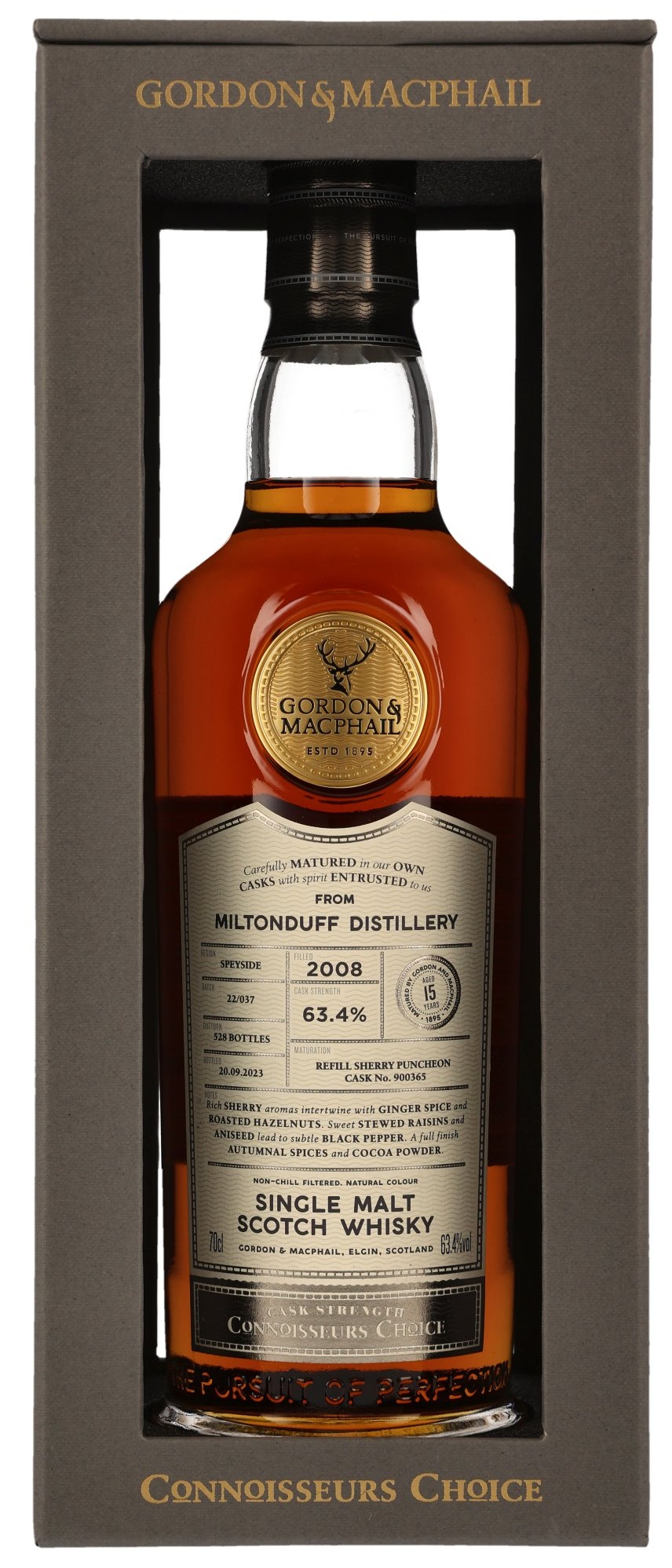 Miltonduff 15 Jahre 2008/2023 Sherry Cask Gordon & MacPhail #900365 63,4% vol.