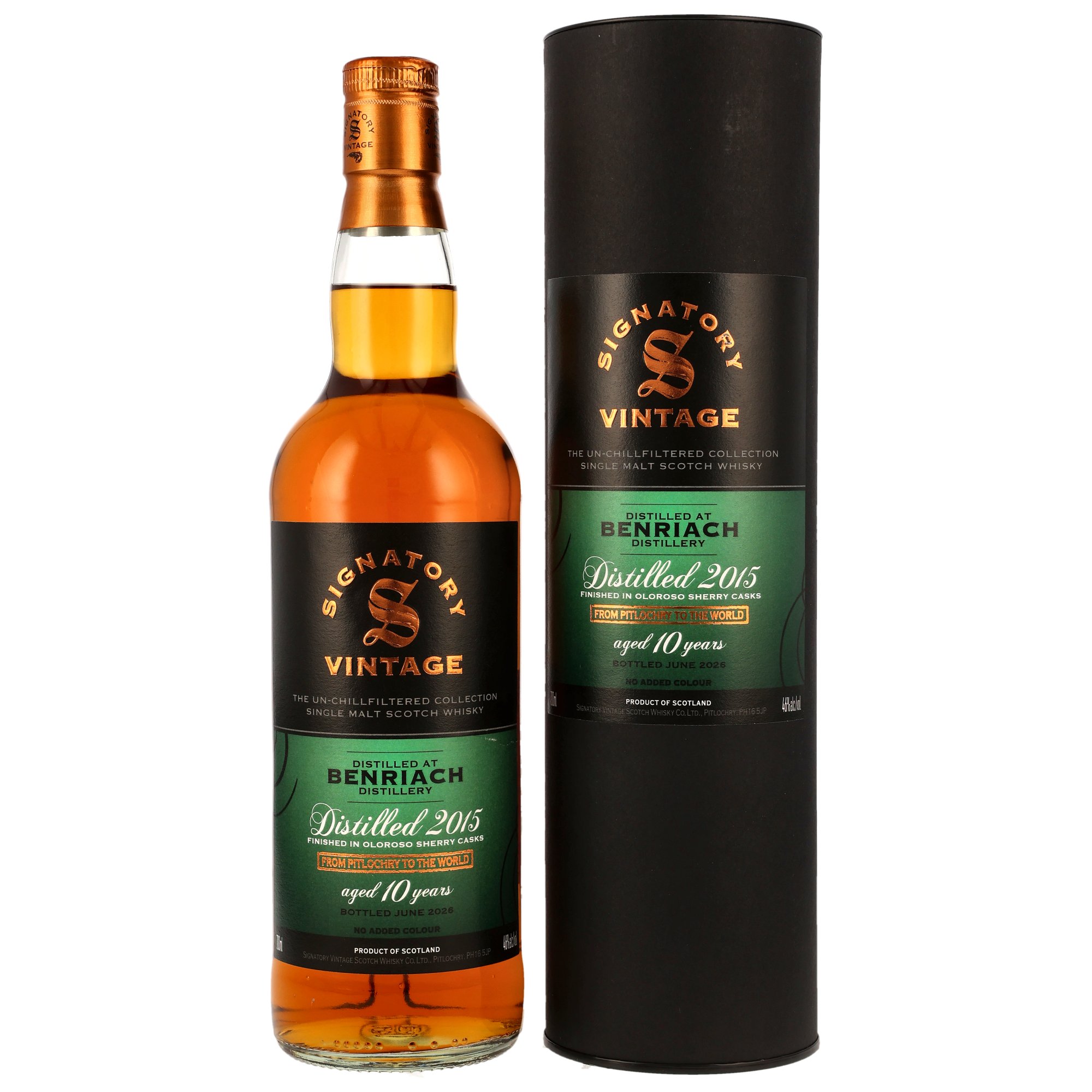Benriach 10 Jahre 2015/2026 Oloroso Sherry Signatory Vintage Un-Chillfiltered 46% vol.