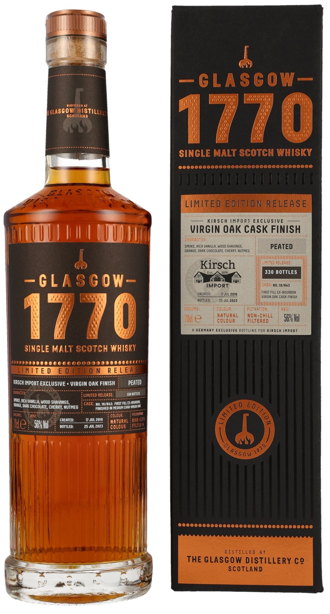 1770-Glasgow-Single-Malt-2016-virgin Glasgow Distillery 1770 2016/2023 Virgin Oak Single Cask #16/843 56% vol.