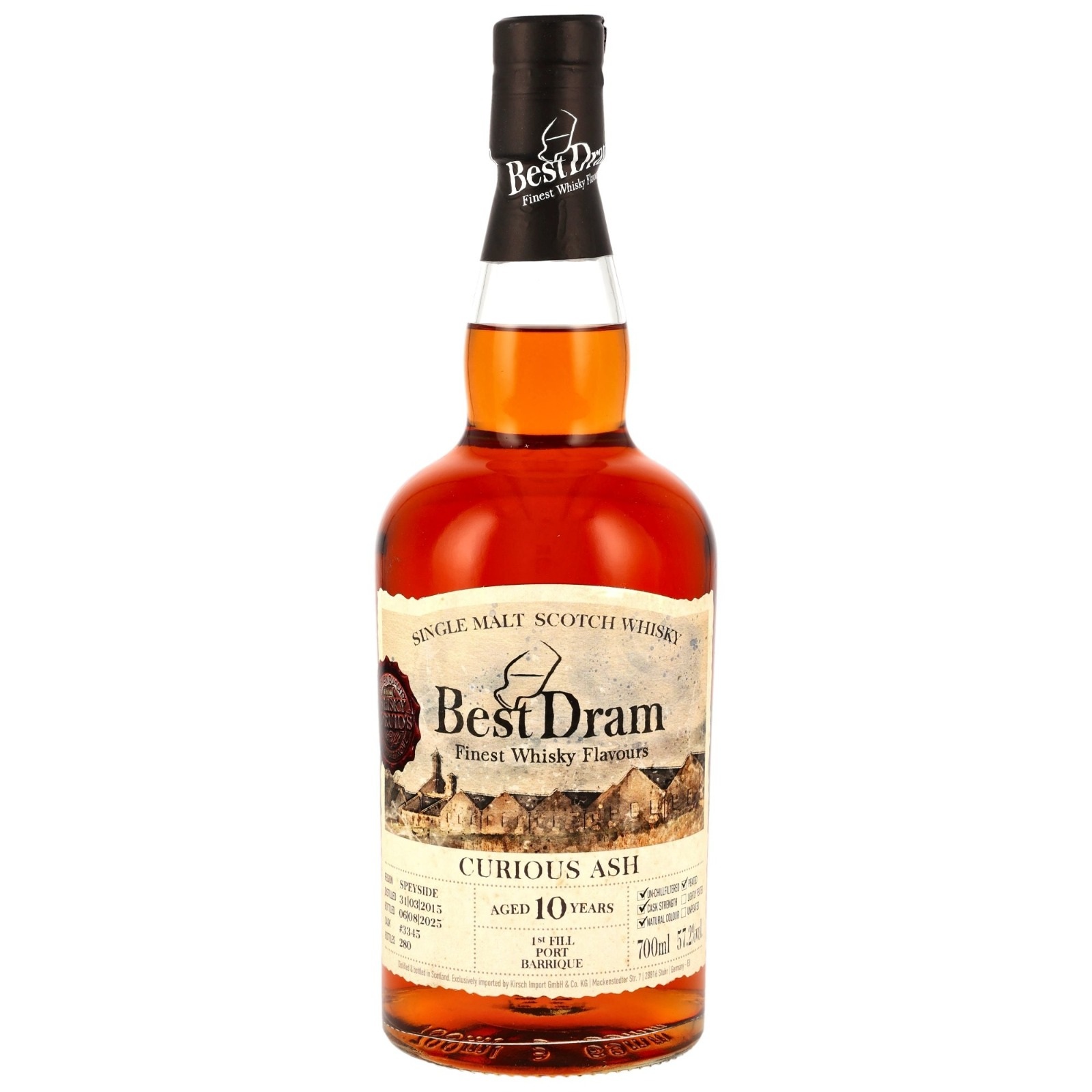 Curious Ash 10 Jahre 2015/2025 1st Fill Port Barrique Best Dram 57,2% vol.