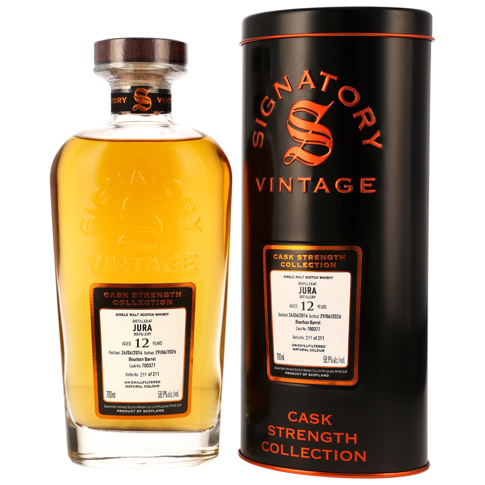 Jura 12 Jahre 2014/2026 Bourbon Barrel #700377 Signatory Vintage Cask Strength 58,9% vol.