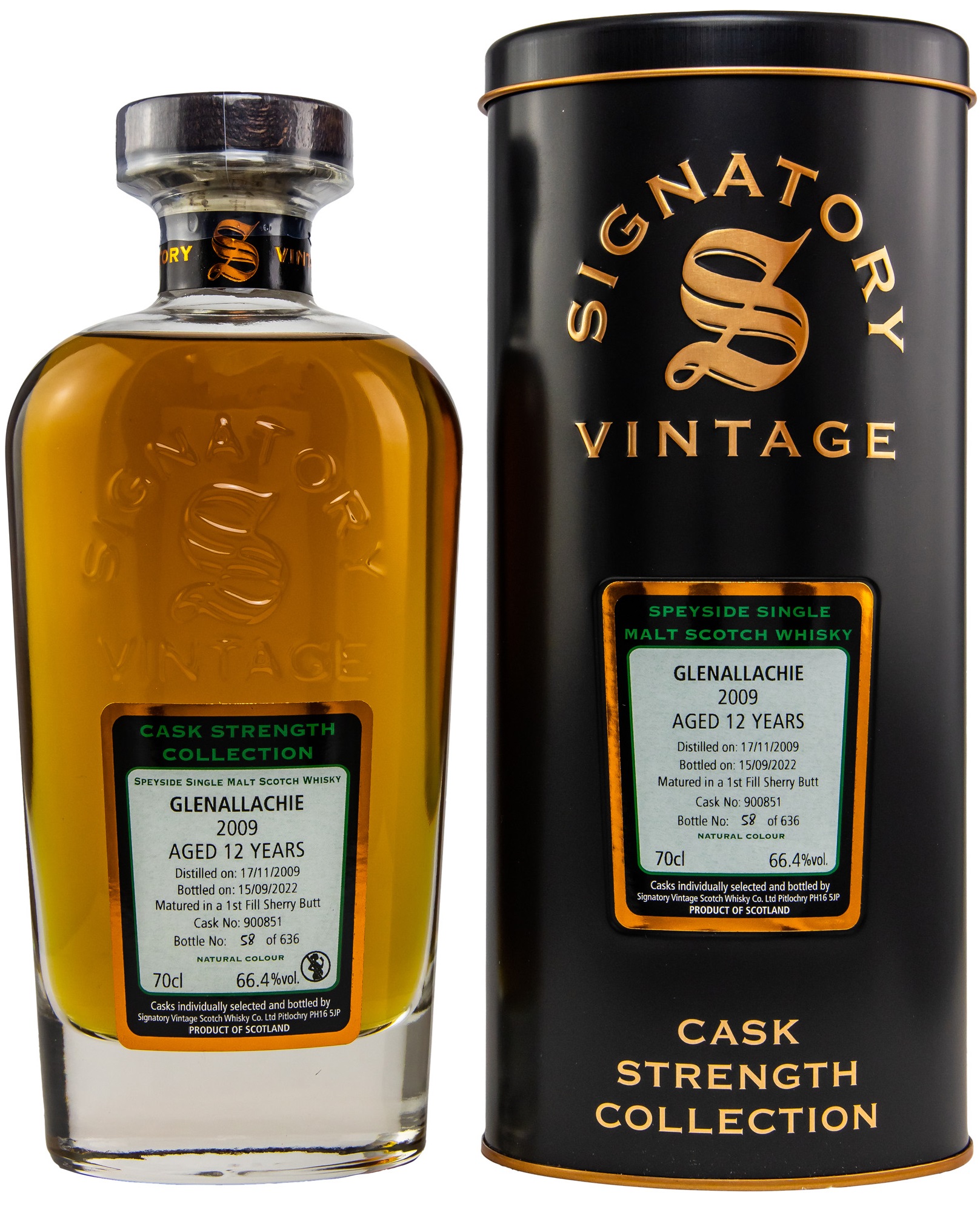 glenallachie_2009_SV_900851 Glenallachie 2009/2022 1st Fill Sherry Signatory Vintage Cask Strength Collection 66,4% vol.