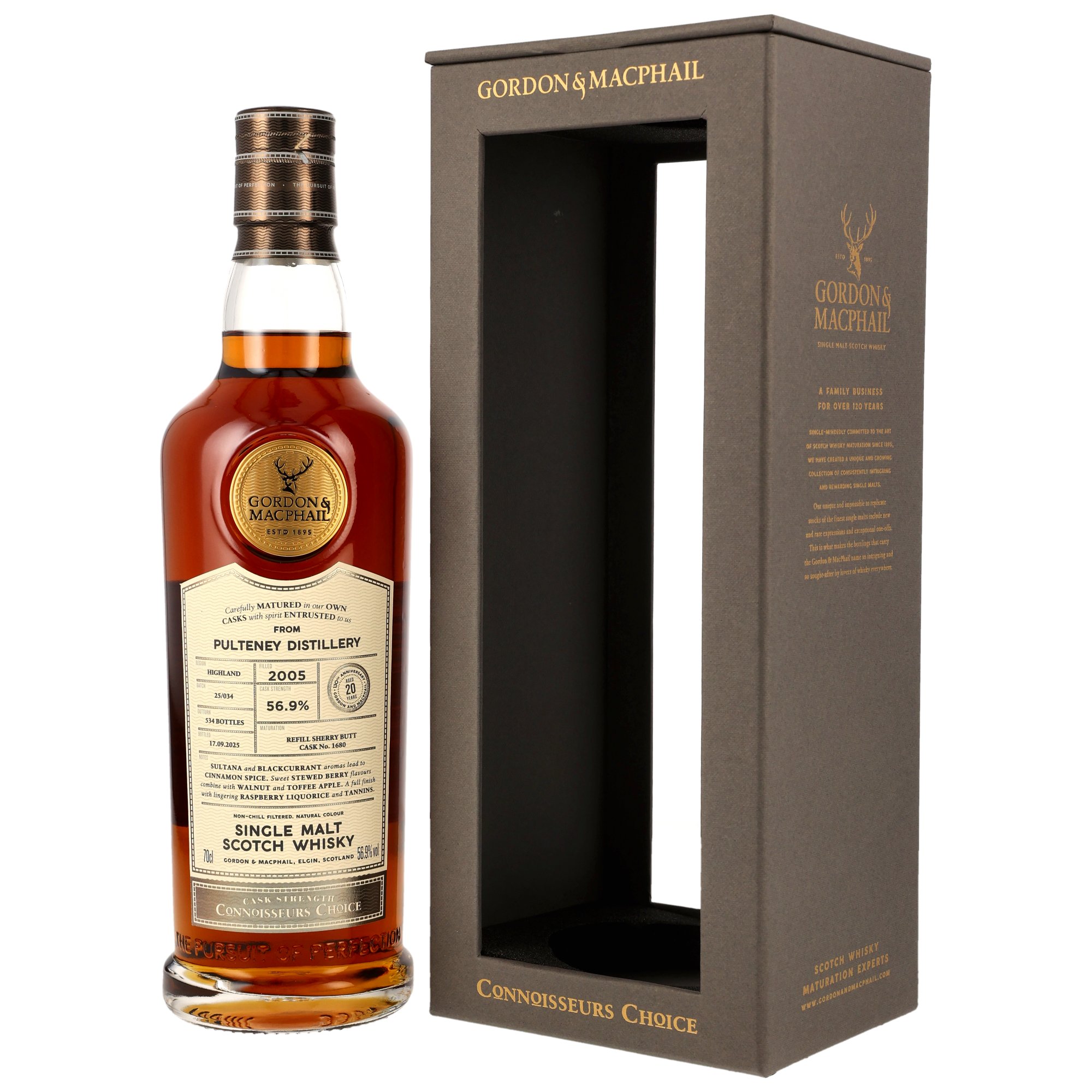 Pulteney 20 Jahre 2005/2025 Sherry Cask Gordon & MacPhail Cask Strength 56,9% vol.
