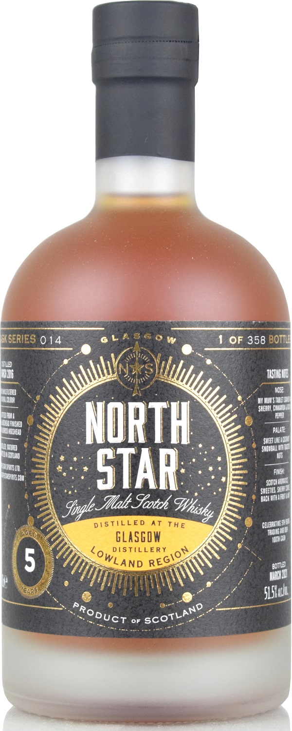 glasgow_5_1_nss Glasgow 5 Jahre 2016/2021 Sherry Cask North Star Spirits #014 51,5% vol.