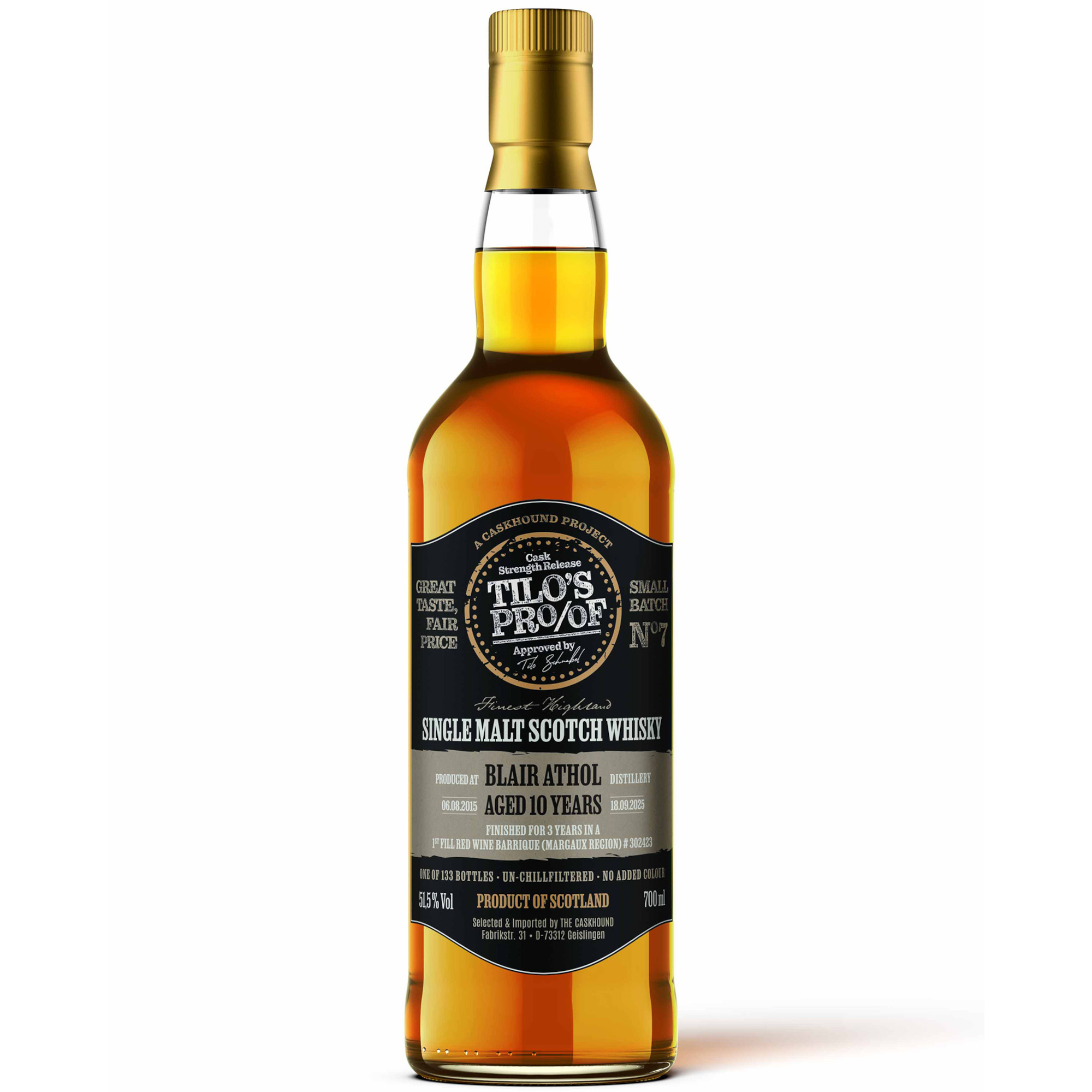 Blair Athol 10 Jahre 2015/2025 Margaux Redwine The Caskhound Tilo's Proof #7 51,5% vol.