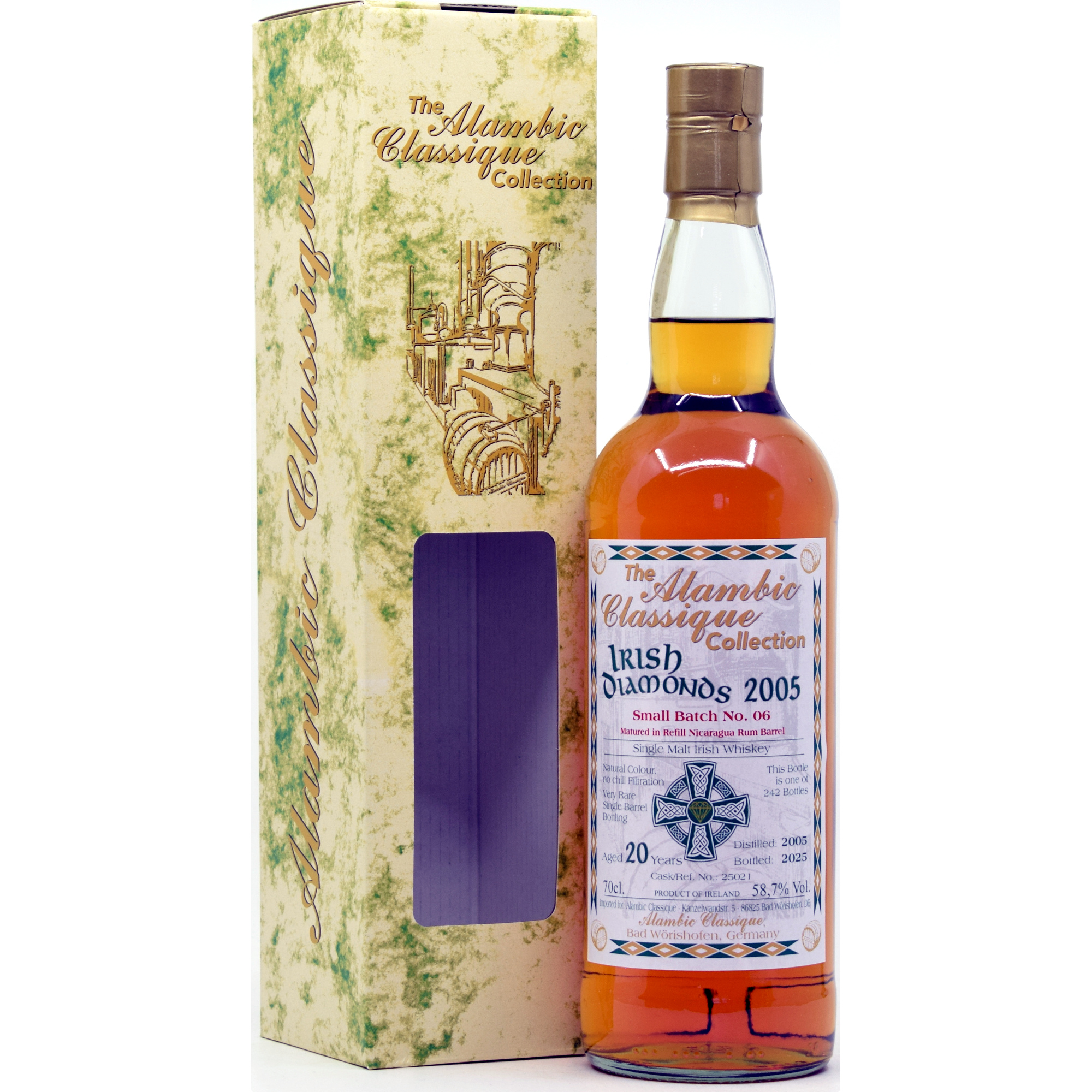 Irish Diamonds 20 Jahre 2005/2025 Batch No. 06 Nicaragua Rum Cask Alambic Classique 58,7% vol.