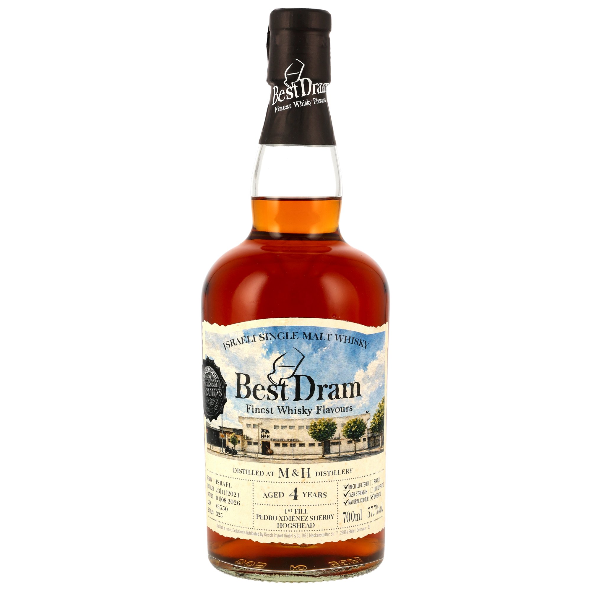 M & H (Milk & Honey) 2021/2026 1st Fill PX Sherry #3550 Best Dram 57,7% vol.