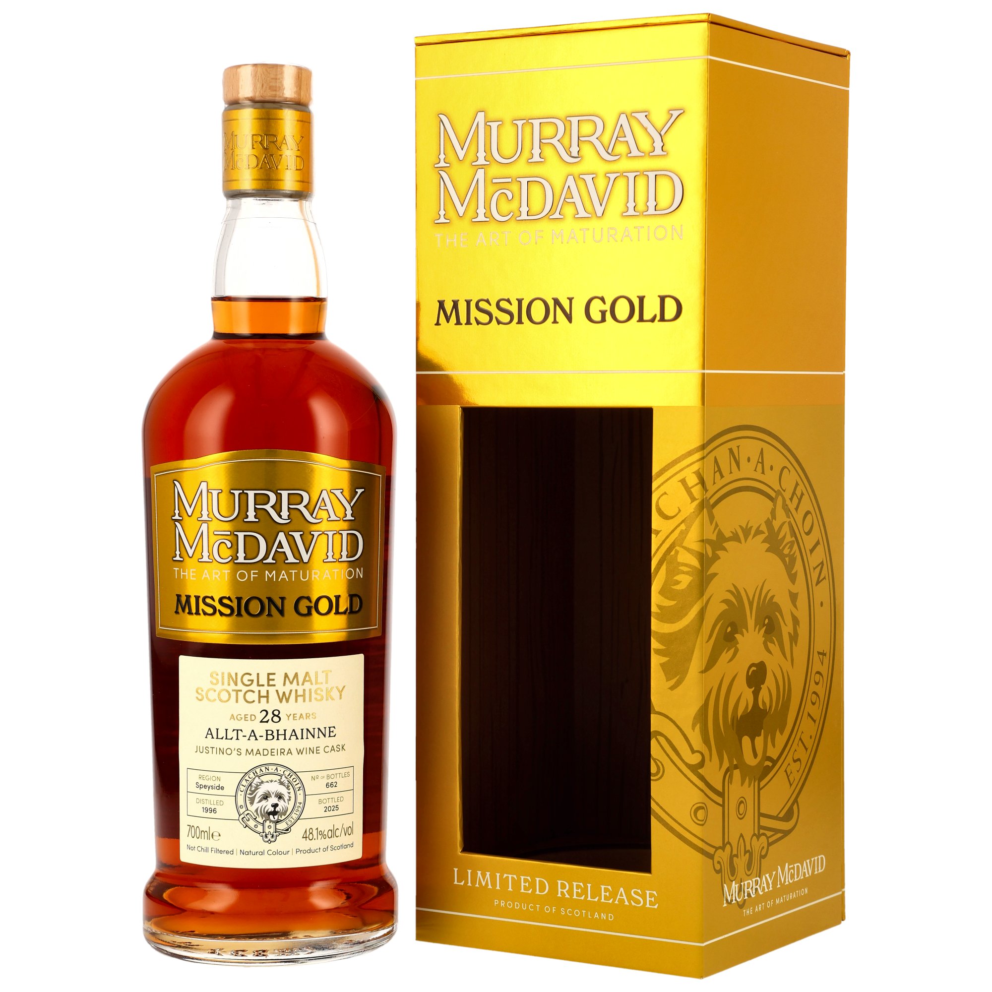Allt-a-Bhainne 28 Jahre 1996/2025 Justino’s Madeira Wine Murray McDavid Mission Gold 48,1% vol.
