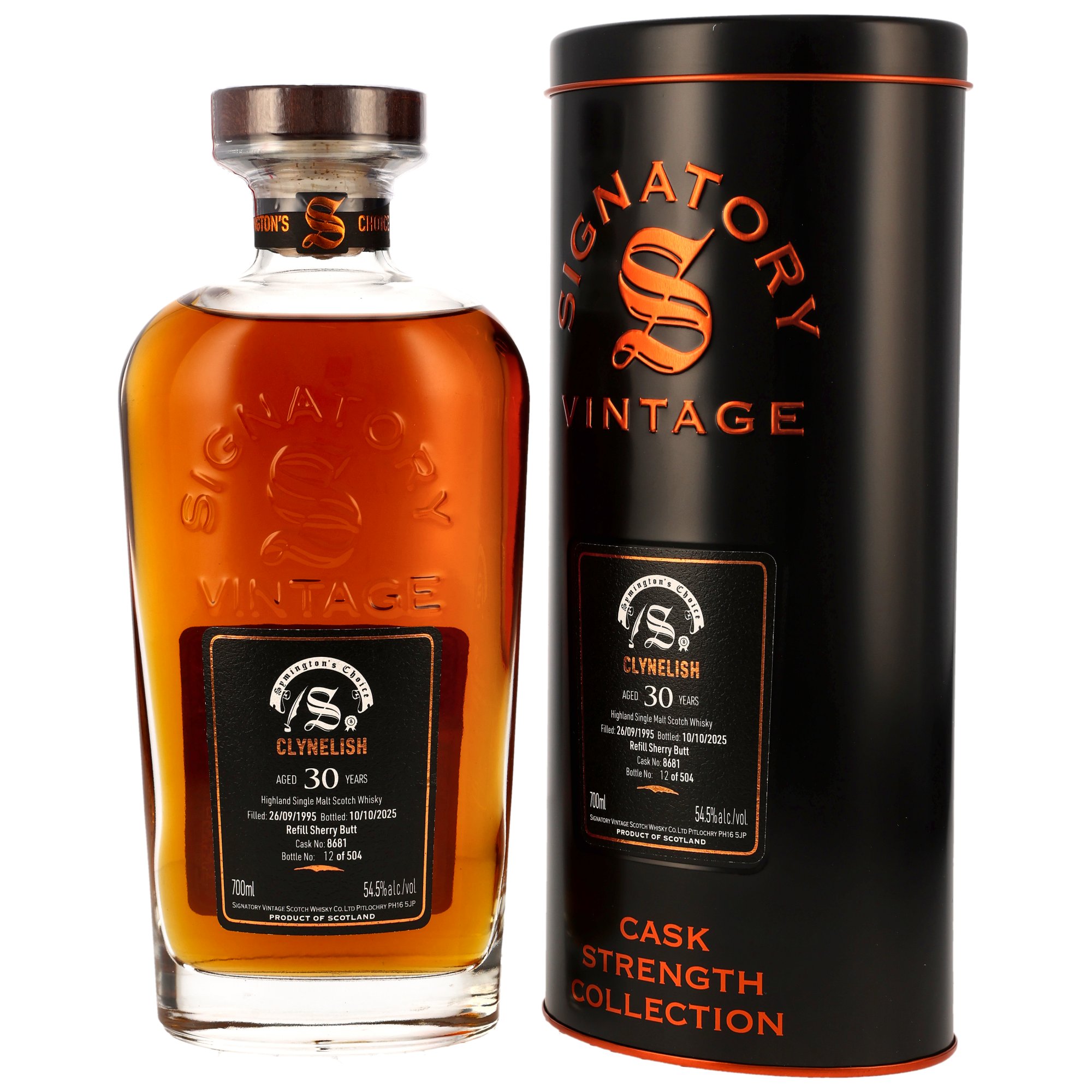 Clynelish 30 Jahre 1995/2025 Refill Sherry Butt #8681 Signatory Symingtons Choice 54,5% vol.