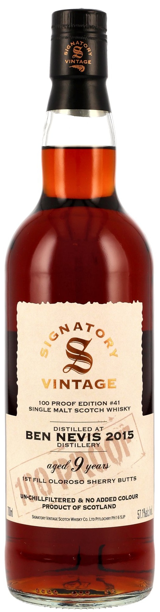Ben-Nevis-2015-proof-41 Ben Nevis 2015/2025 1st Fill Oloroso Sherry Signatory Vintage 100 Proof #41 57,1% vol.
