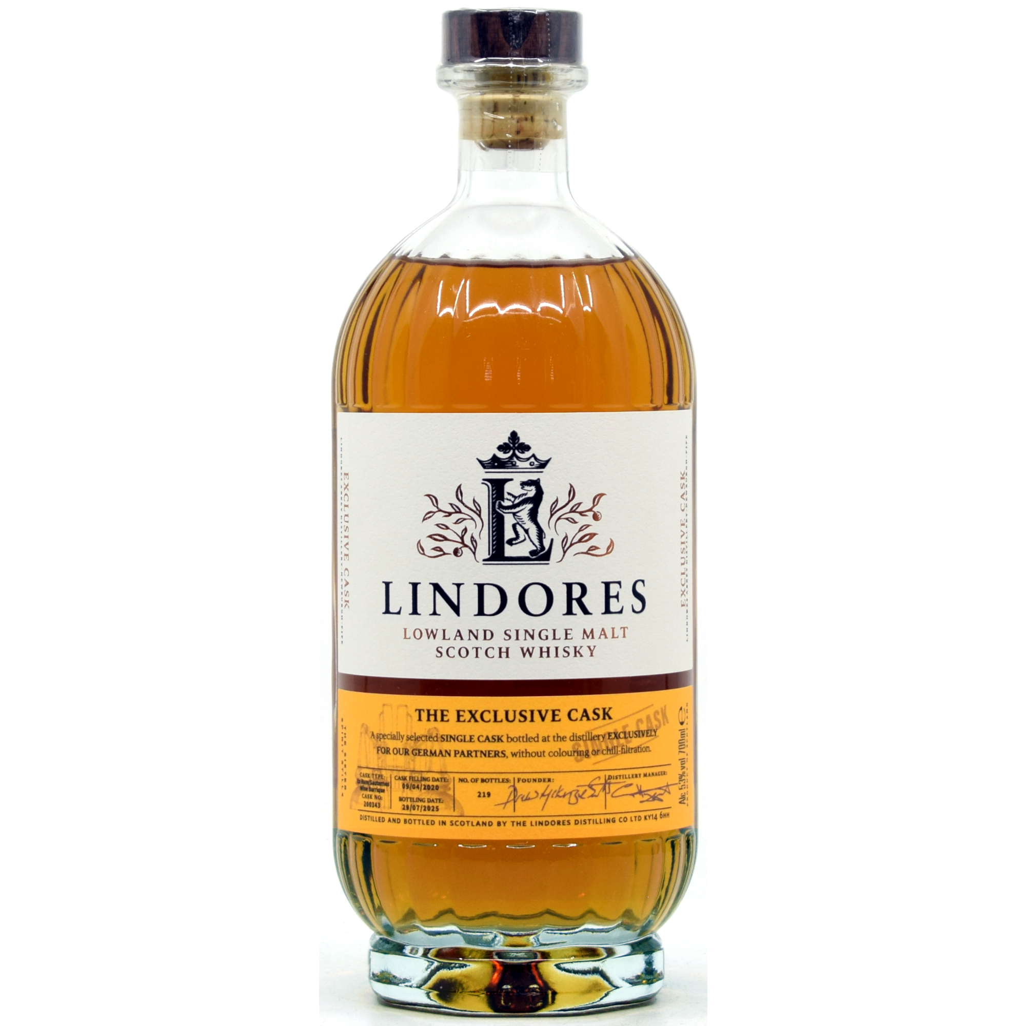 Lindores Abbey 2020/2025 Rum/Sauternes Single Cask #200343 53% vol.